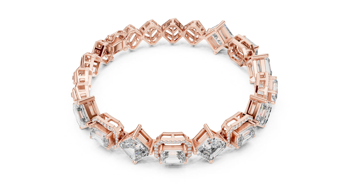 The Duet Step-Cut Link Bracelet Rose Gold