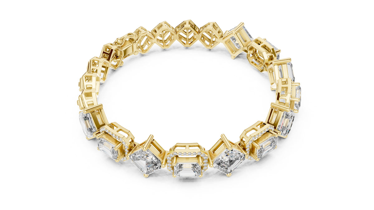 The Duet Step-Cut Link Bracelet Yellow Gold