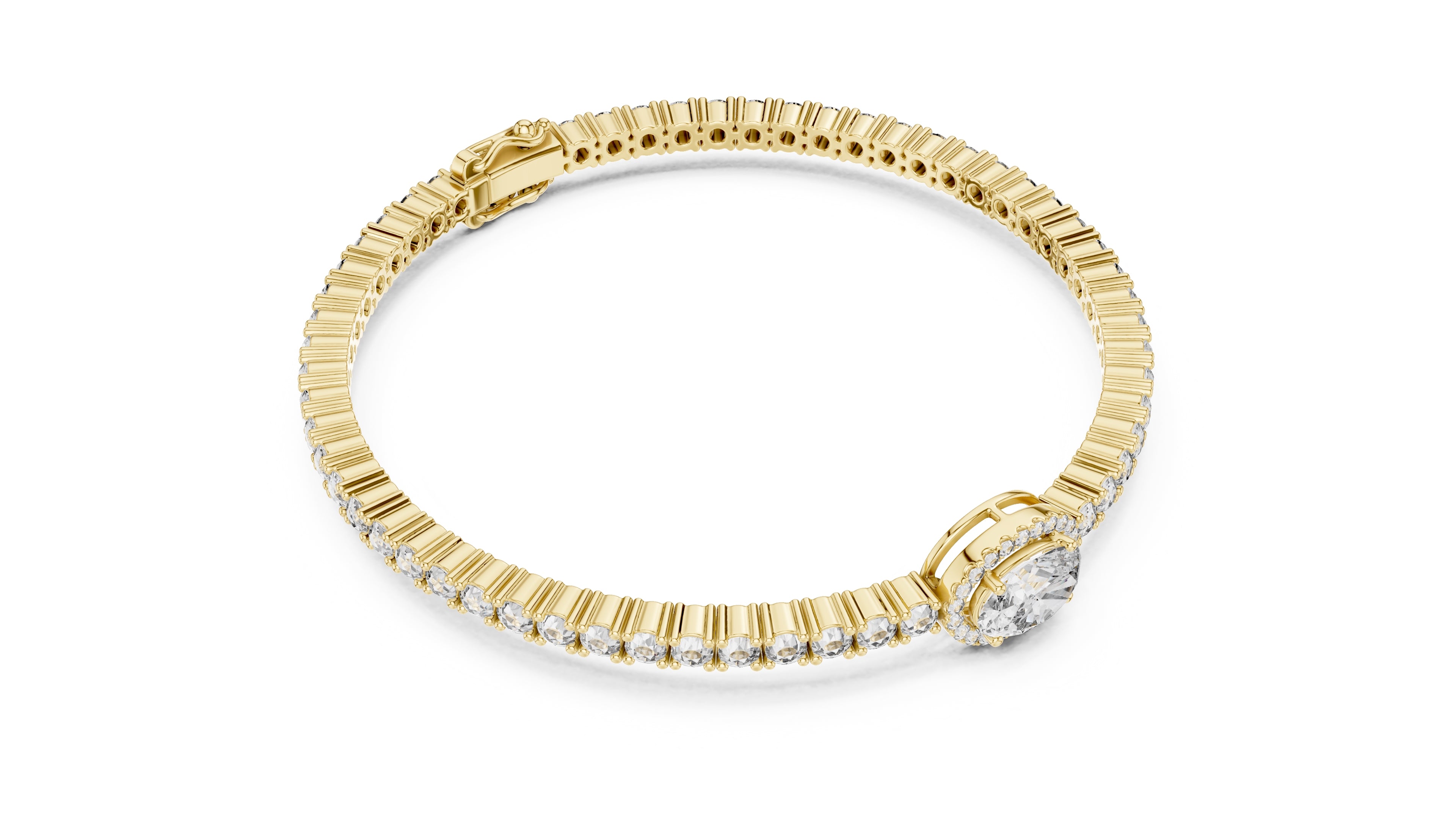 The Starburst Oval Tennis Band 1ct Yellow Gold