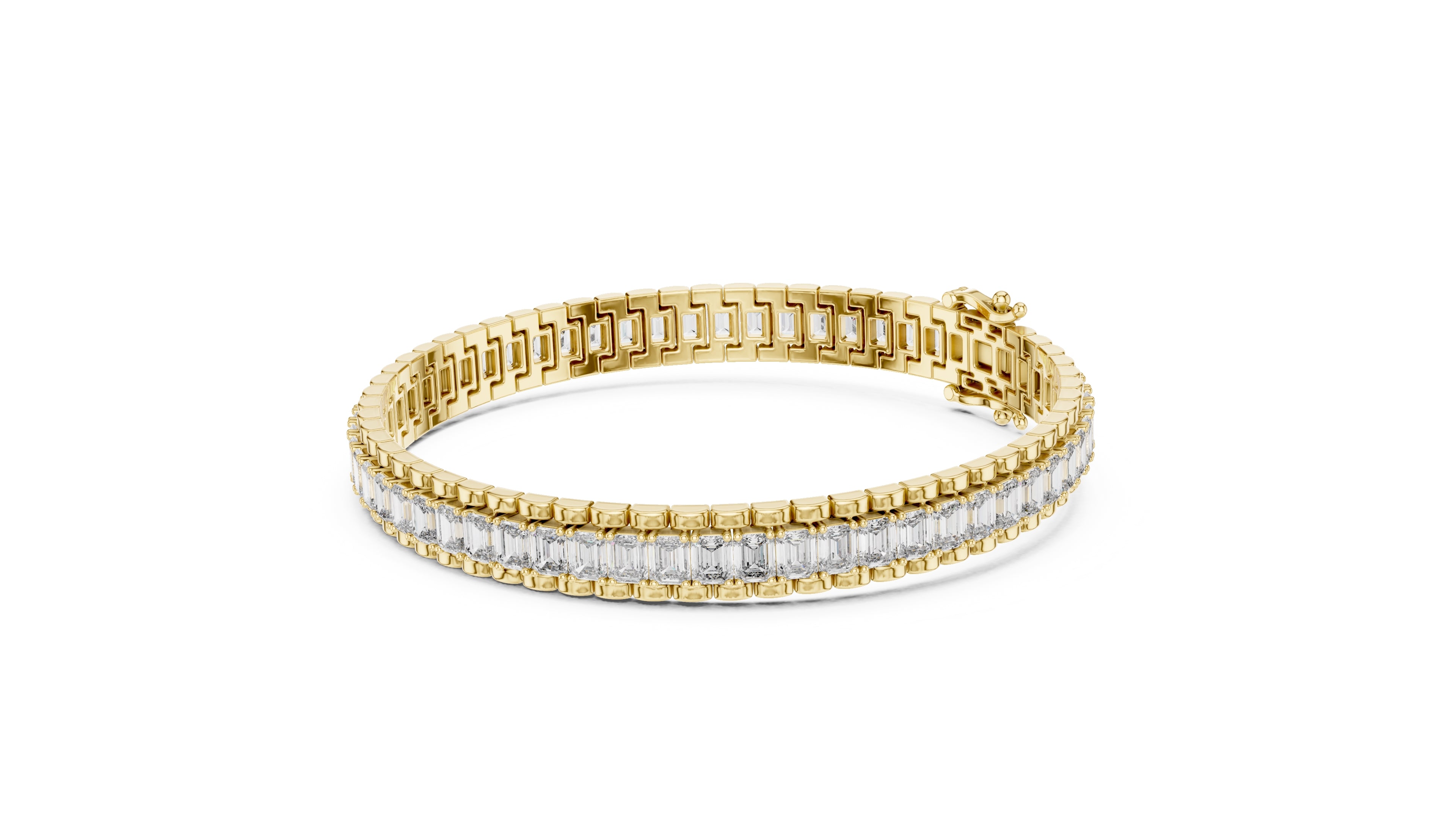 The Horizon Step-Cut Line Bracelet Yellow Gold