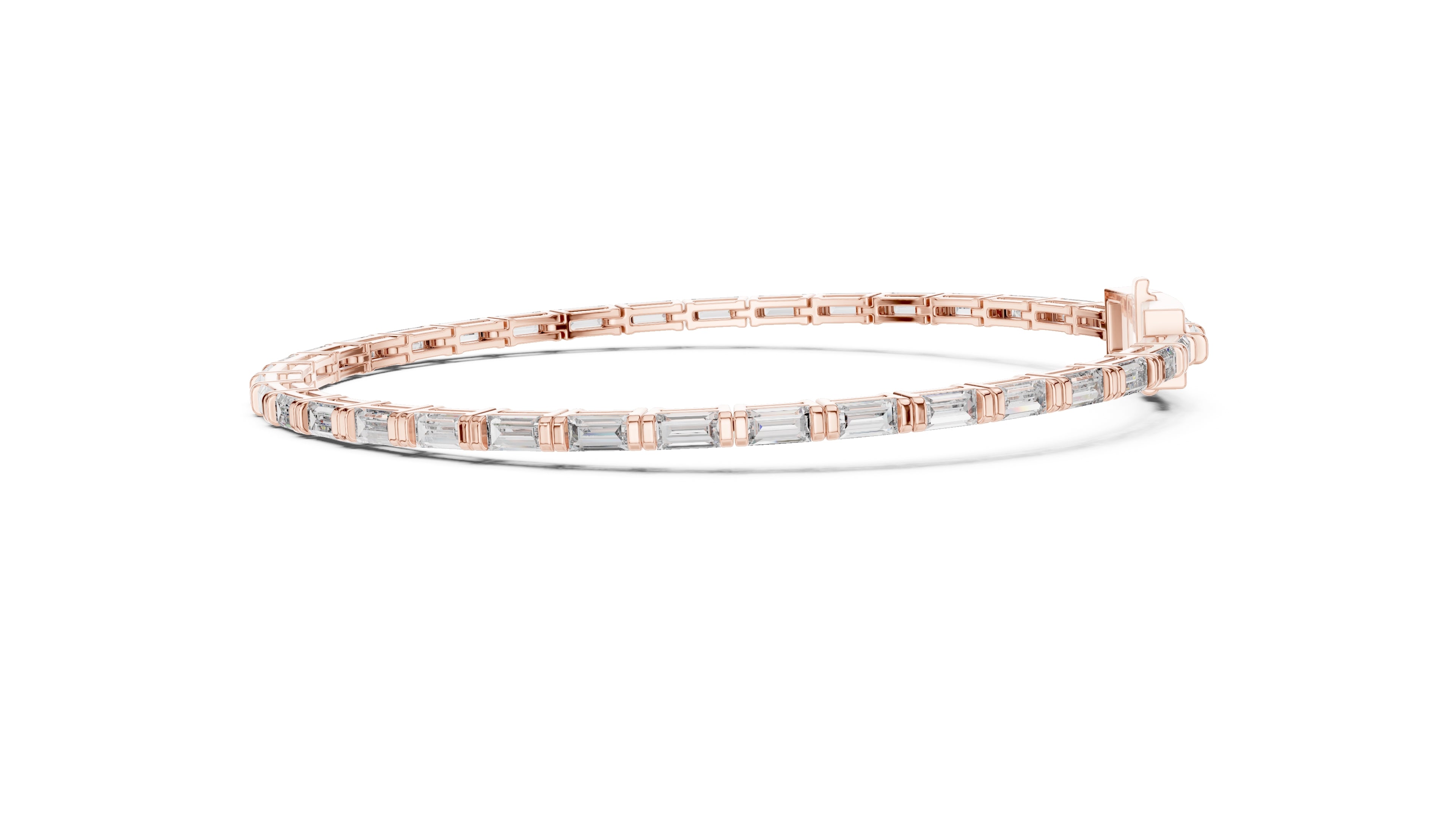 The Linear Baguette Tennis Bracelet Rose Gold
