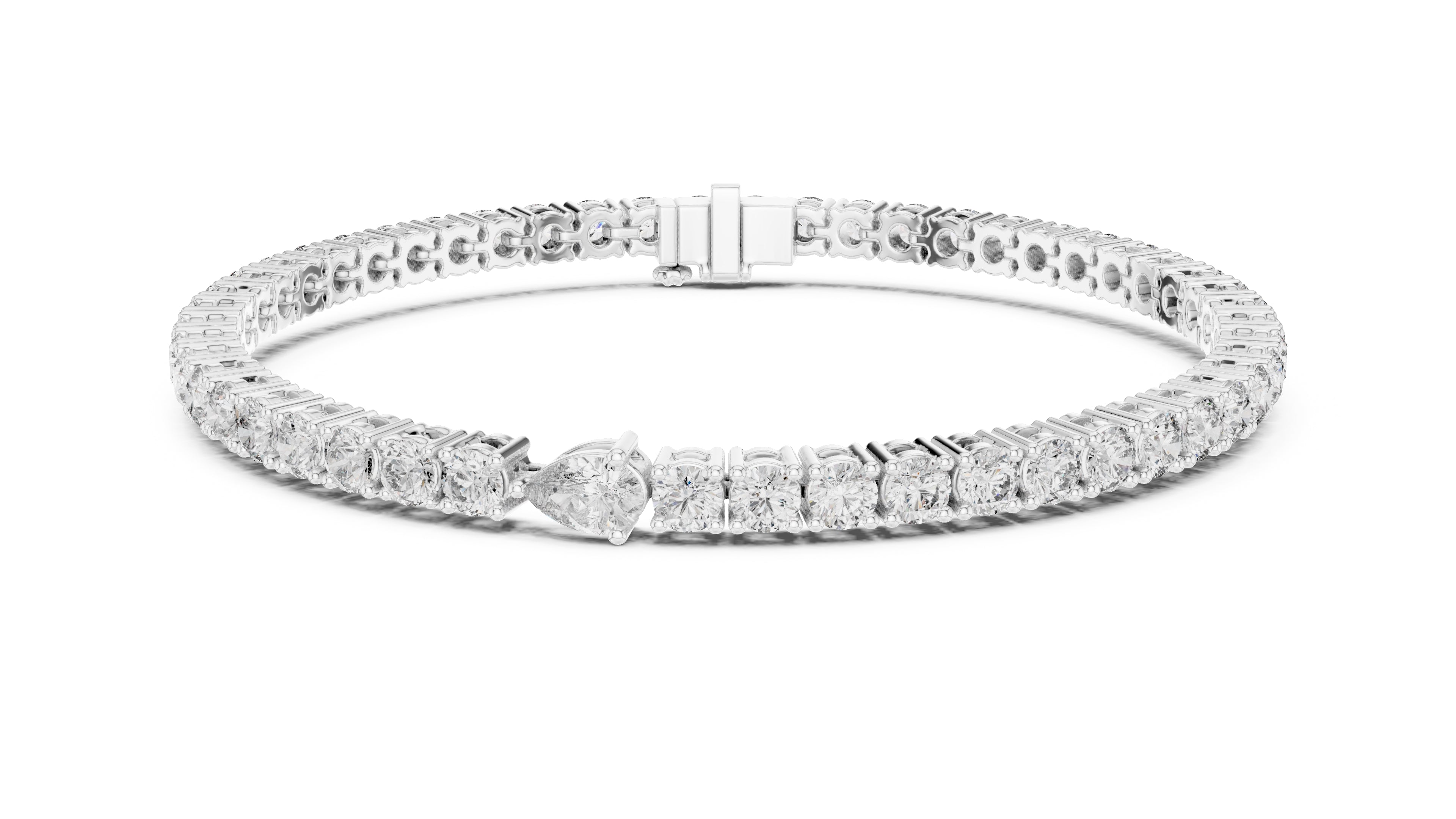 Aura Pear Tennis Bracelet White Gold