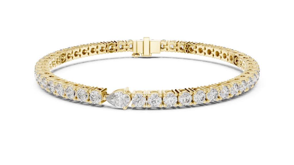Aura Pear Tennis Bracelet Yellow Gold