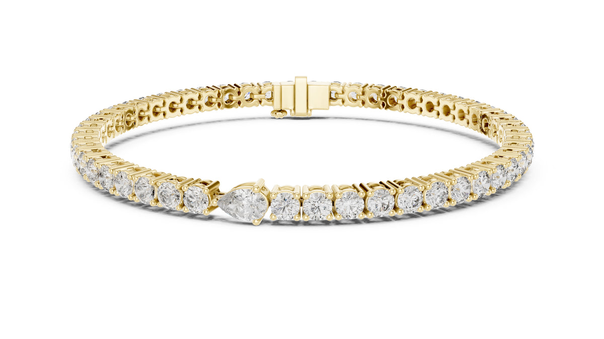 Aura Pear Tennis Bracelet Yellow Gold