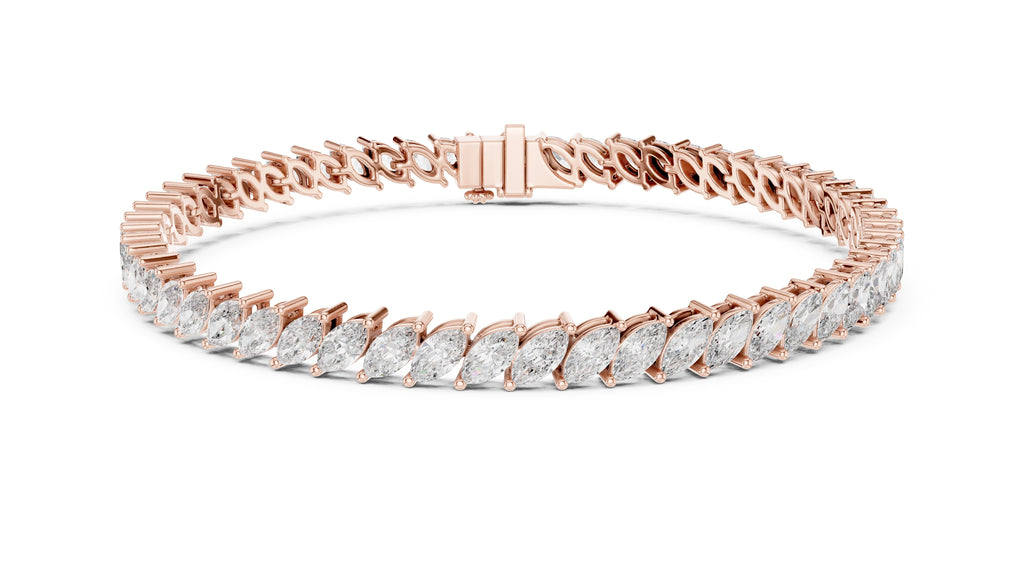 Elliptical Leaflet Tennis Bracelet Rose Gold