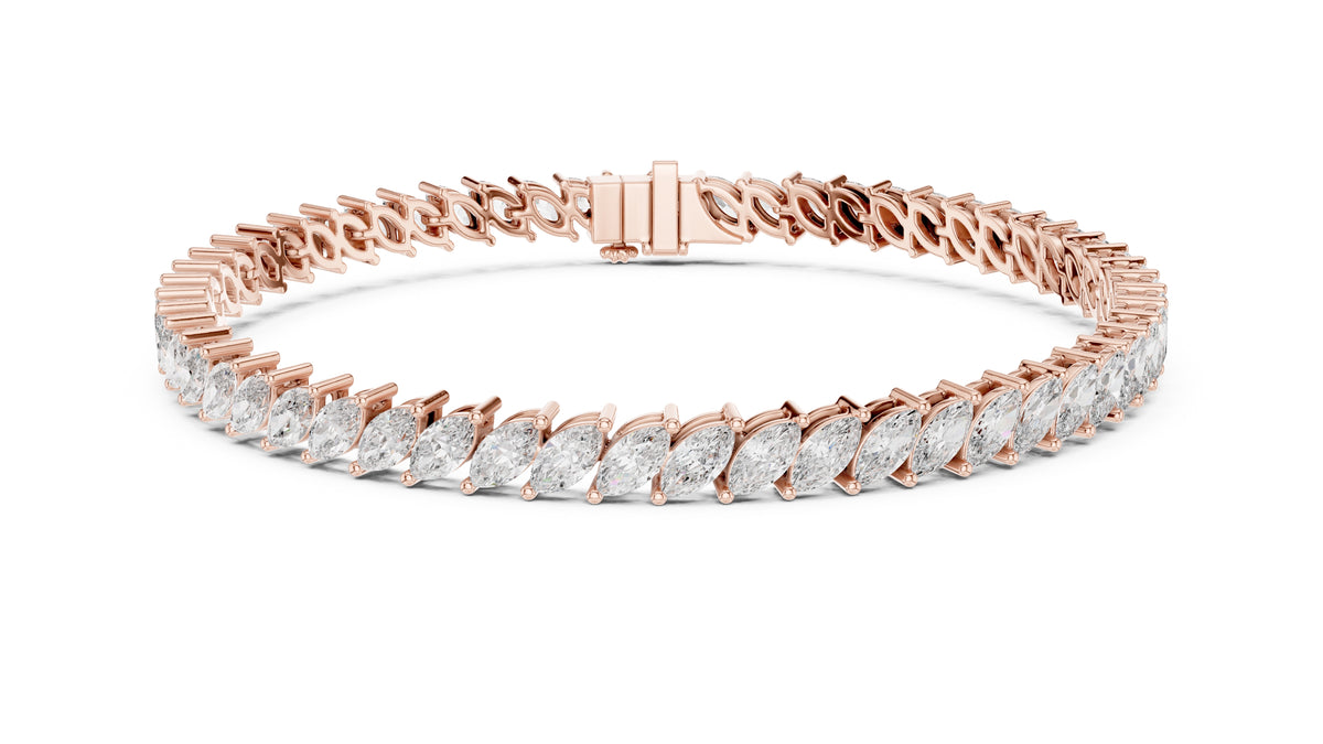 Elliptical Leaflet Tennis Bracelet Rose Gold