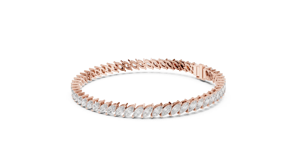 Elliptical Leaflet Tennis Bracelet Rose Gold