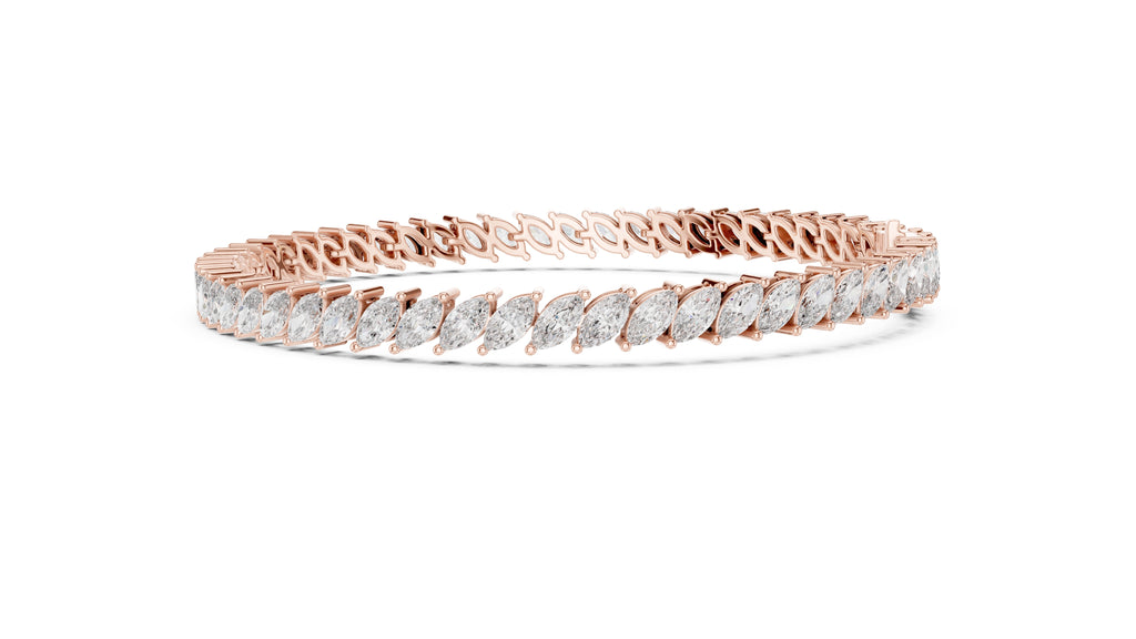 Elliptical Leaflet Tennis Bracelet Rose Gold