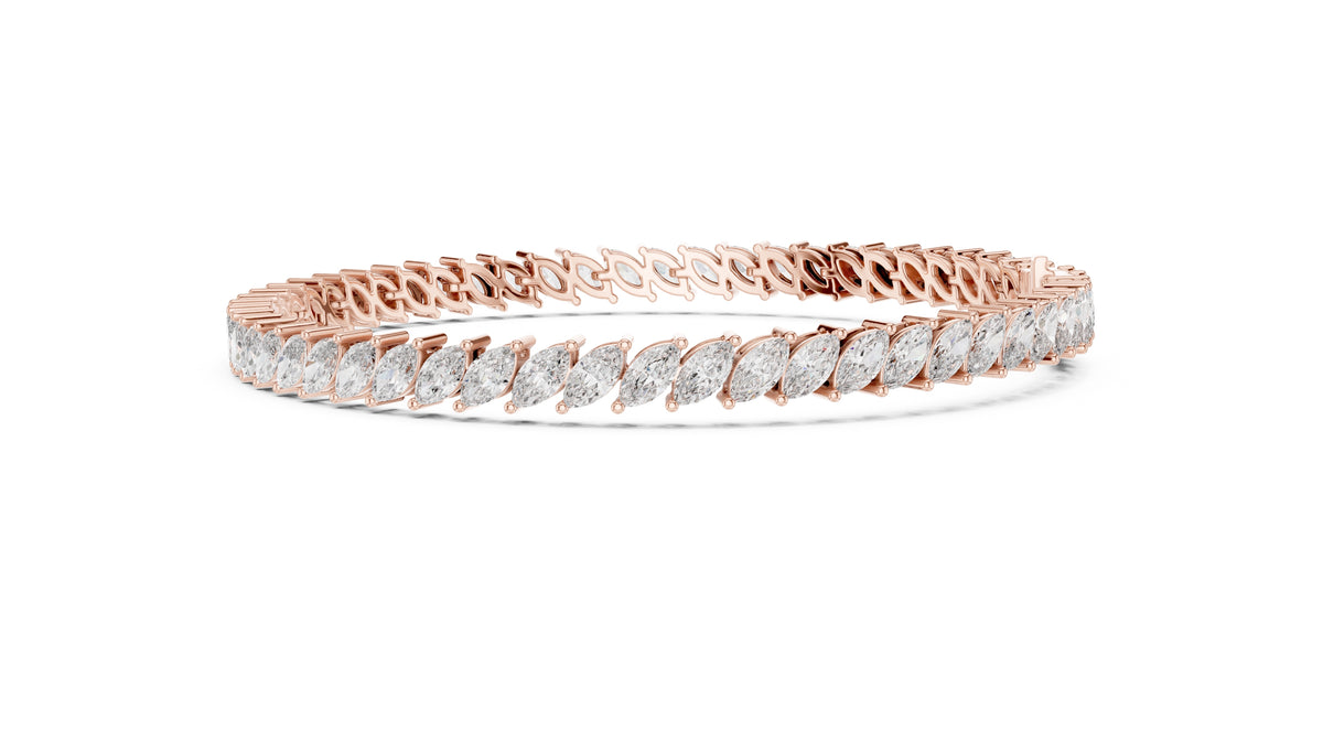 Elliptical Leaflet Tennis Bracelet Rose Gold