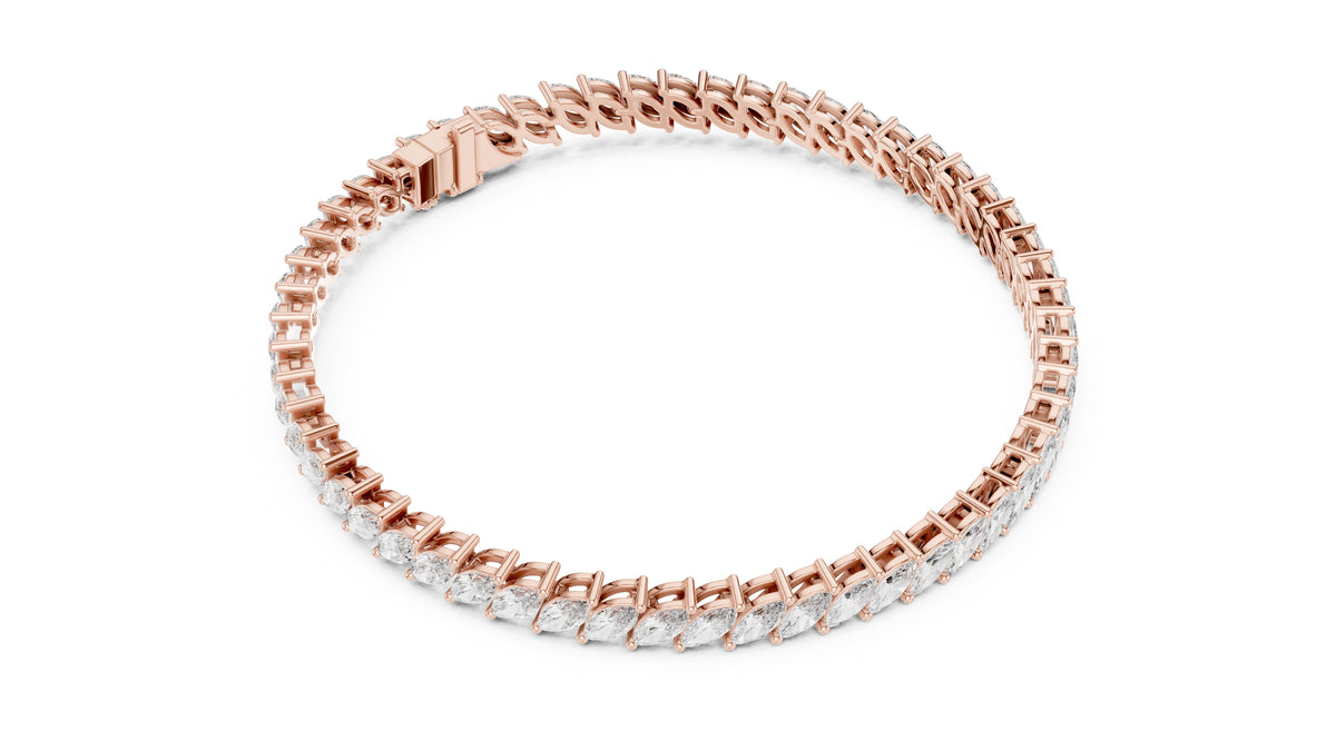 Elliptical Leaflet Tennis Bracelet Rose Gold