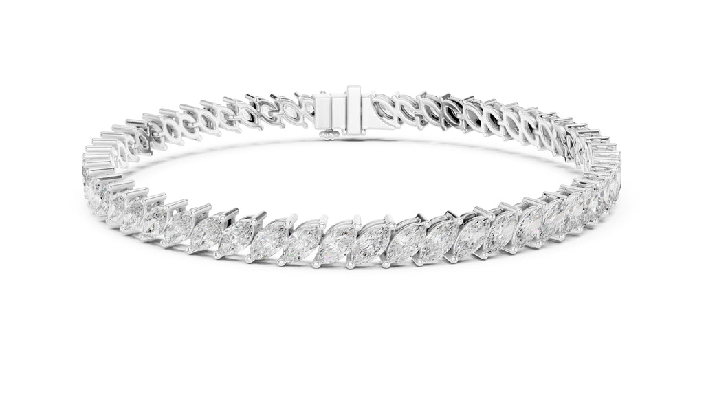 Elliptical Leaflet Tennis Bracelet White Gold
