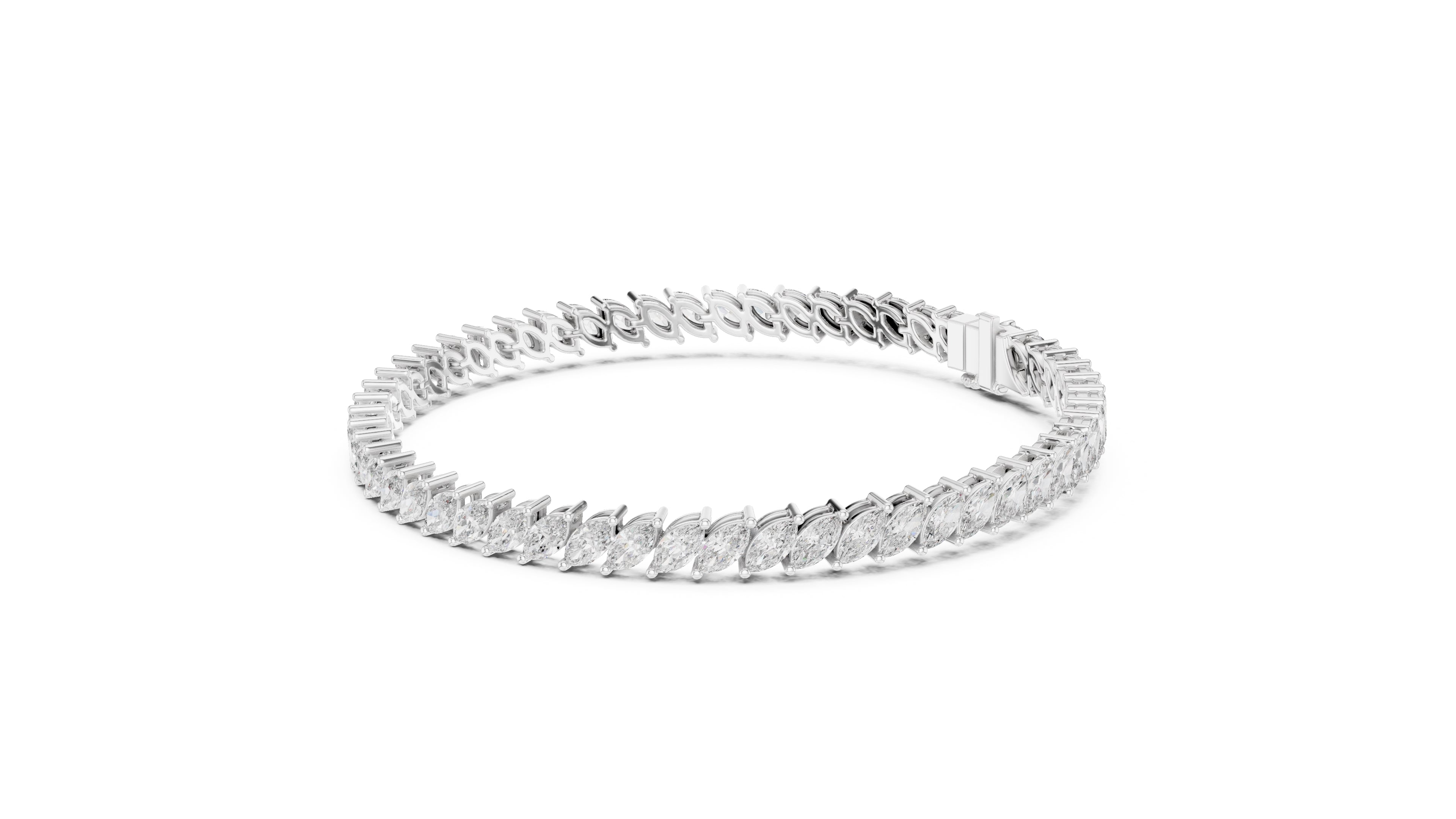 Elliptical Leaflet Tennis Bracelet White Gold
