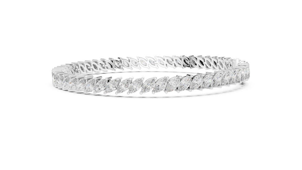 Elliptical Leaflet Tennis Bracelet White Gold