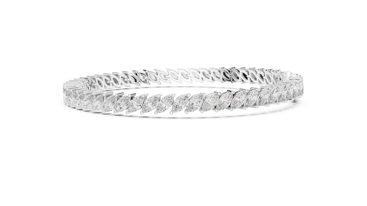 Elliptical Leaflet Tennis Bracelet White Gold