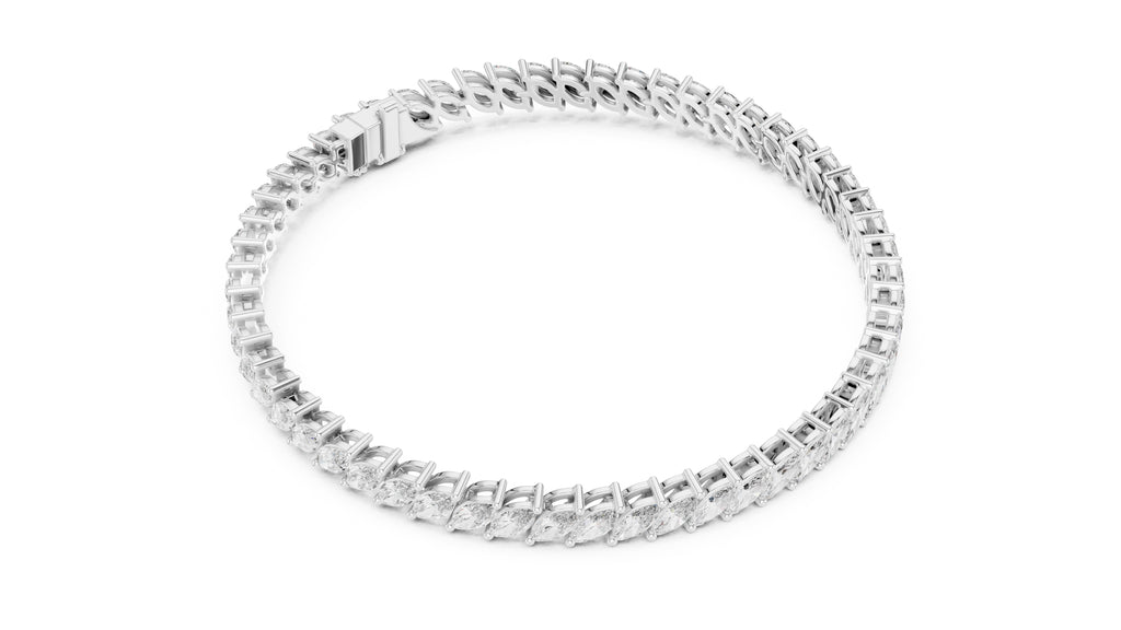 Elliptical Leaflet Tennis Bracelet White Gold