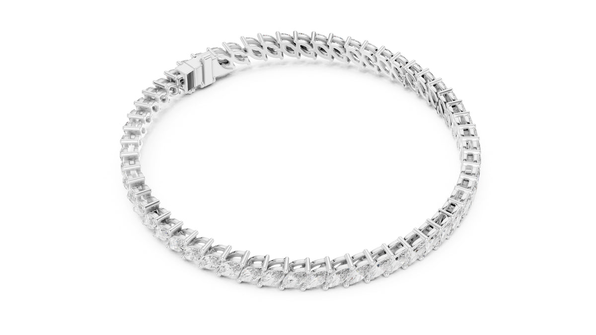 Elliptical Leaflet Tennis Bracelet White Gold