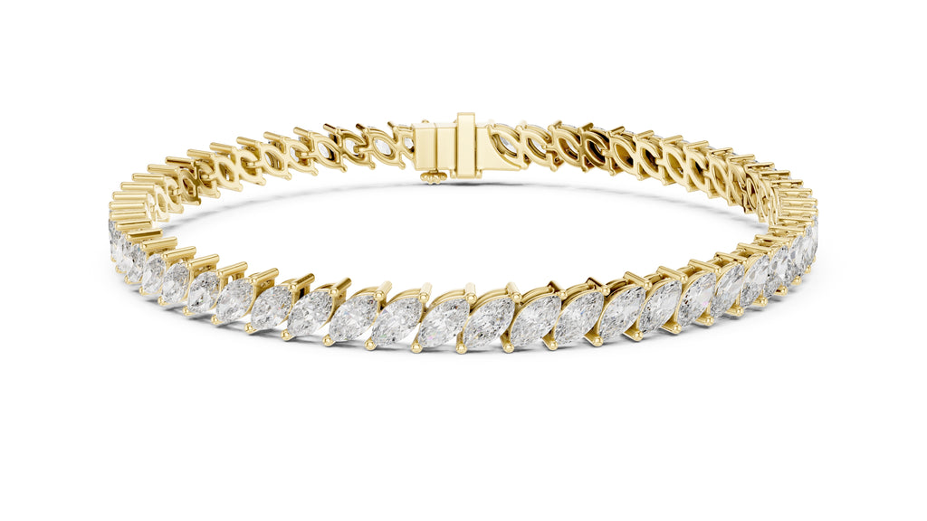 Elliptical Leaflet Tennis Bracelet Yellow Gold