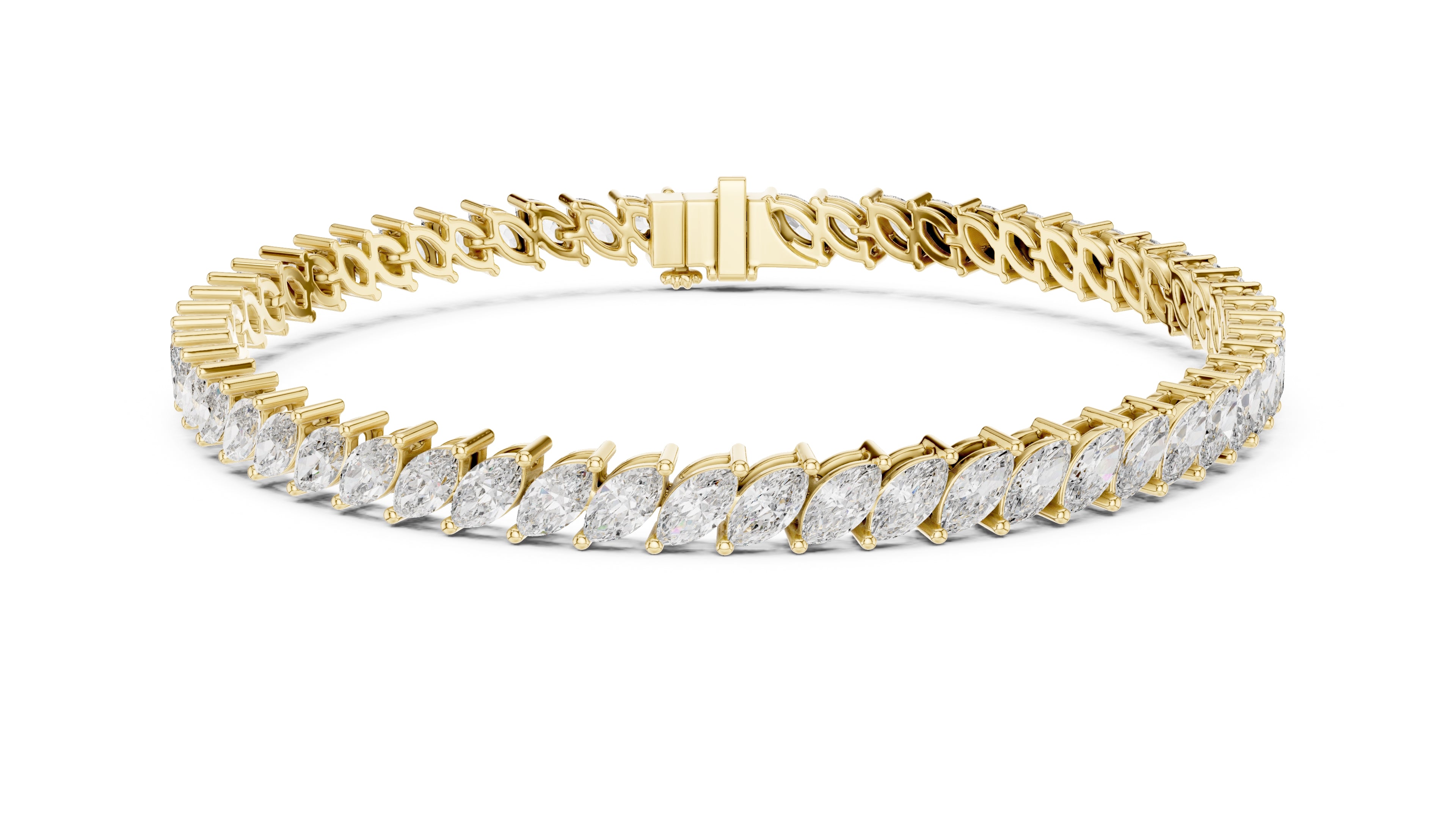 Elliptical Leaflet Tennis Bracelet Yellow Gold