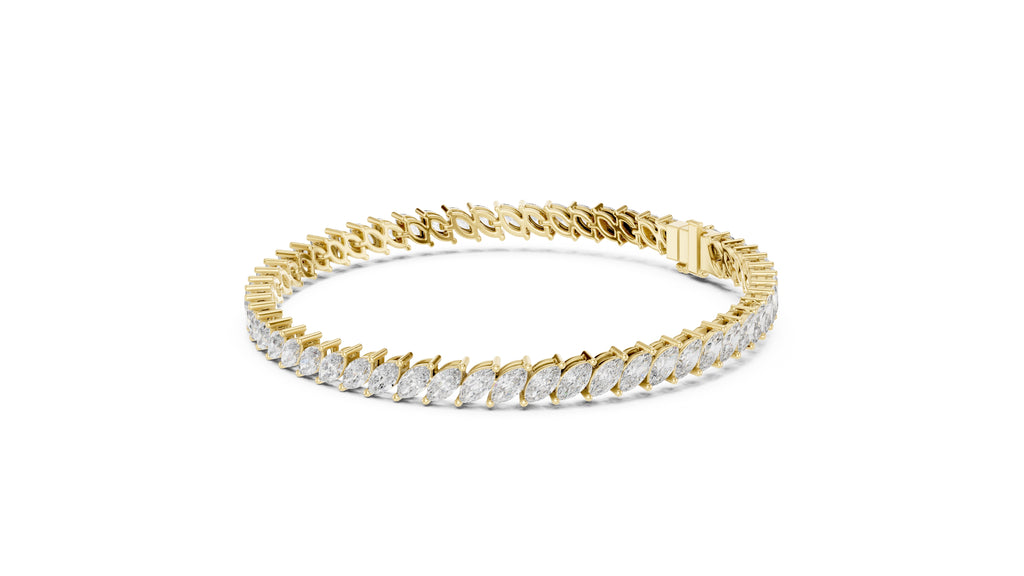 Elliptical Leaflet Tennis Bracelet Yellow Gold