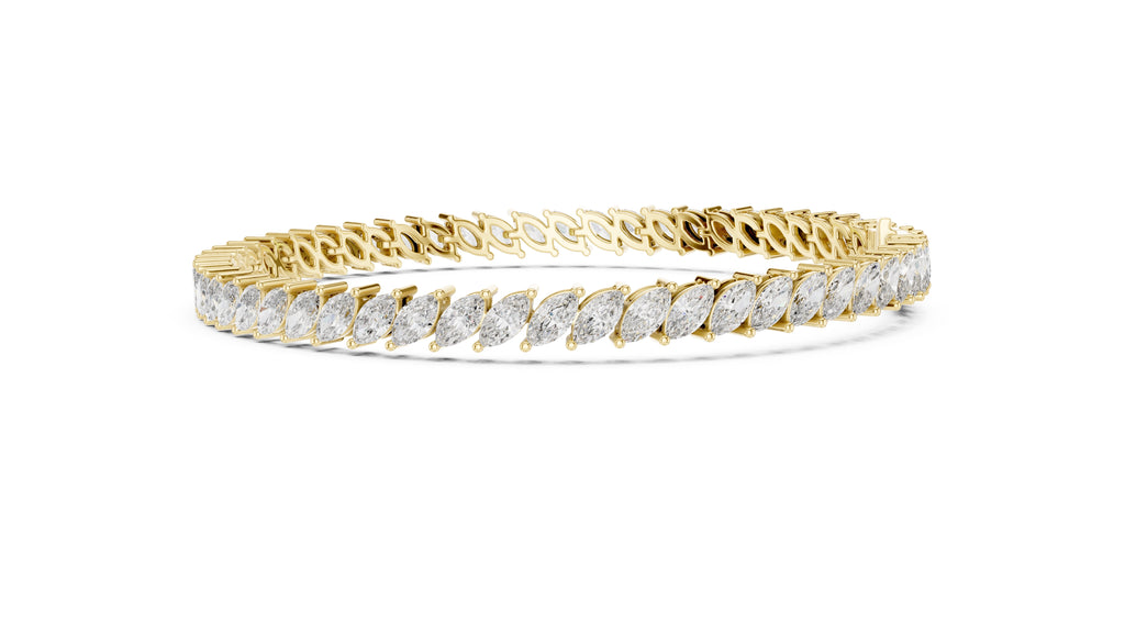 Elliptical Leaflet Tennis Bracelet Yellow Gold