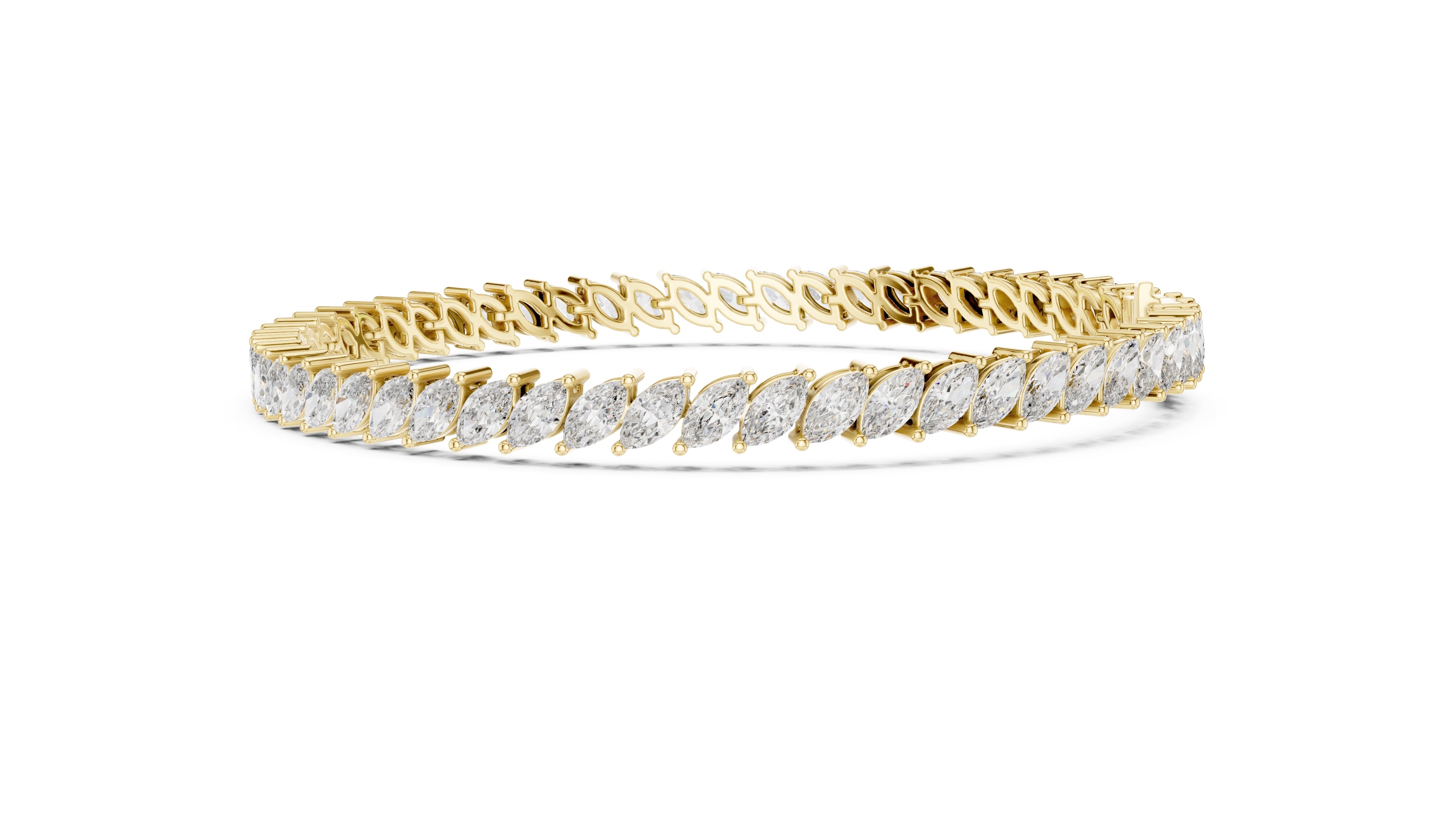 Elliptical Leaflet Tennis Bracelet Yellow Gold