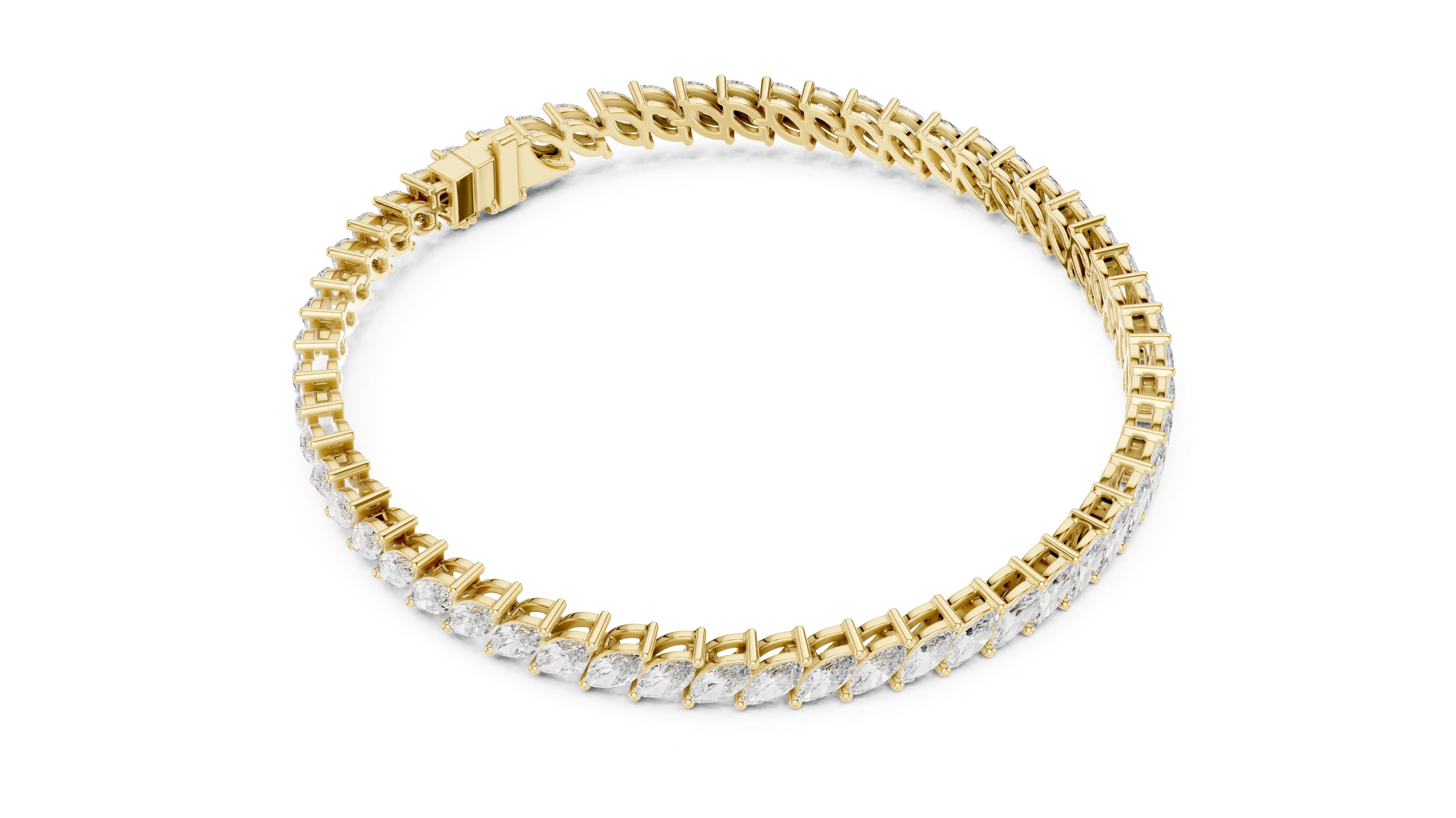 Elliptical Leaflet Tennis Bracelet Yellow Gold