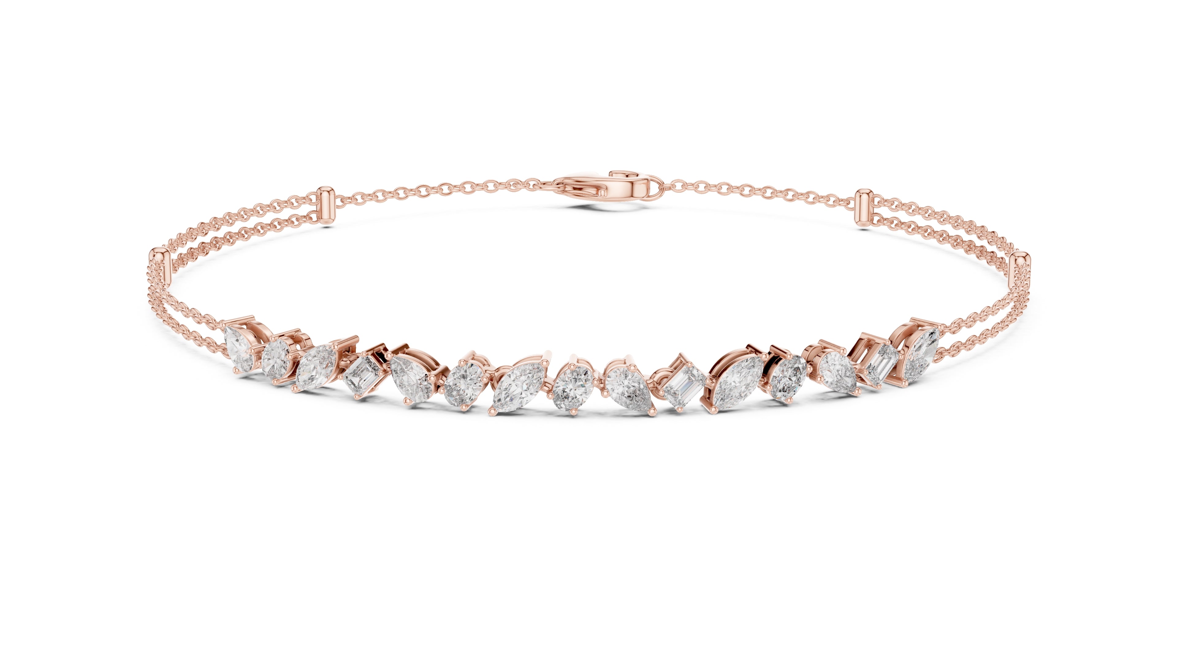 Constellation Mixed-Cut Tennis Chain Rose Gold