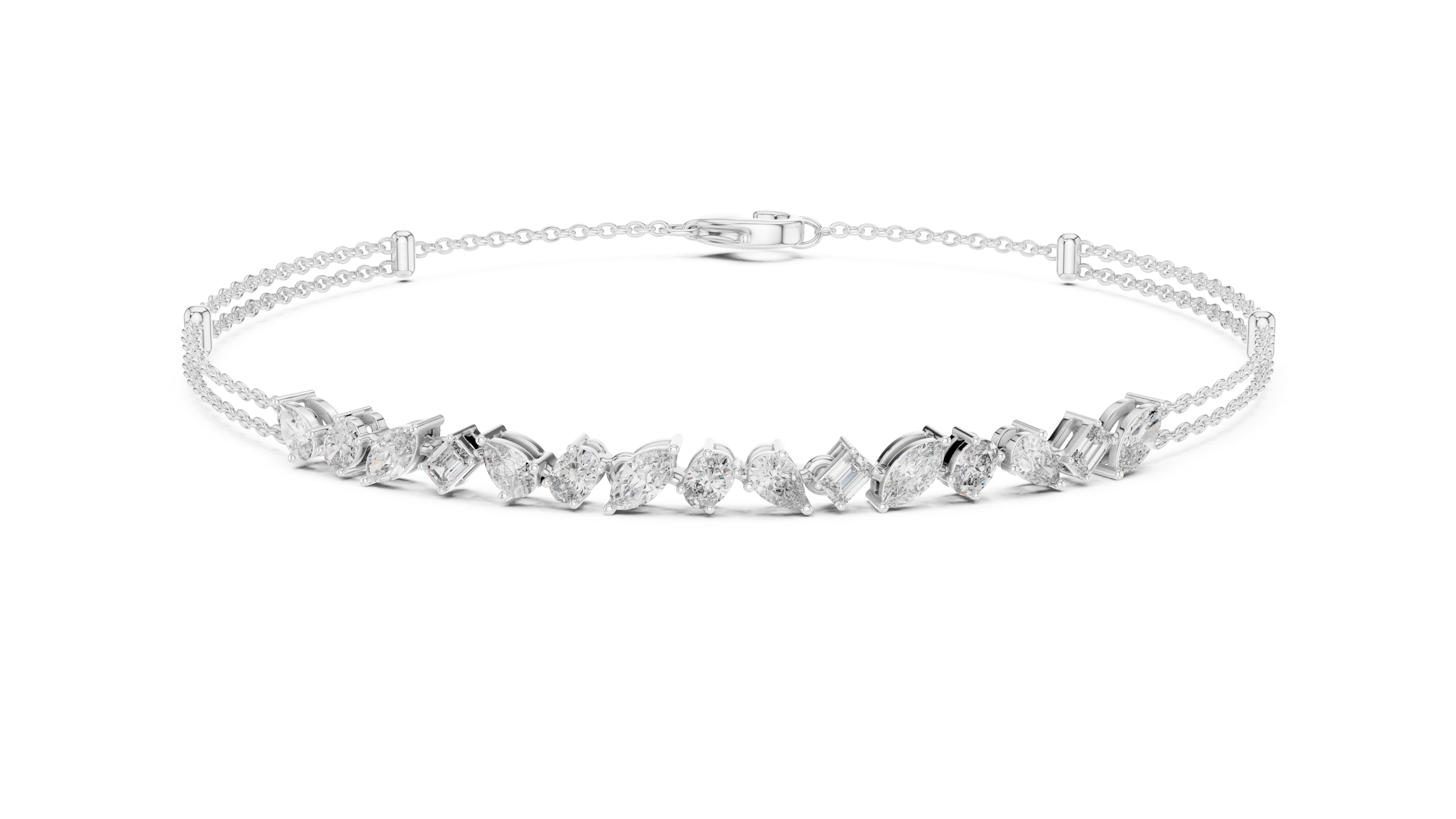Constellation Mixed-Cut Tennis Chain White Gold