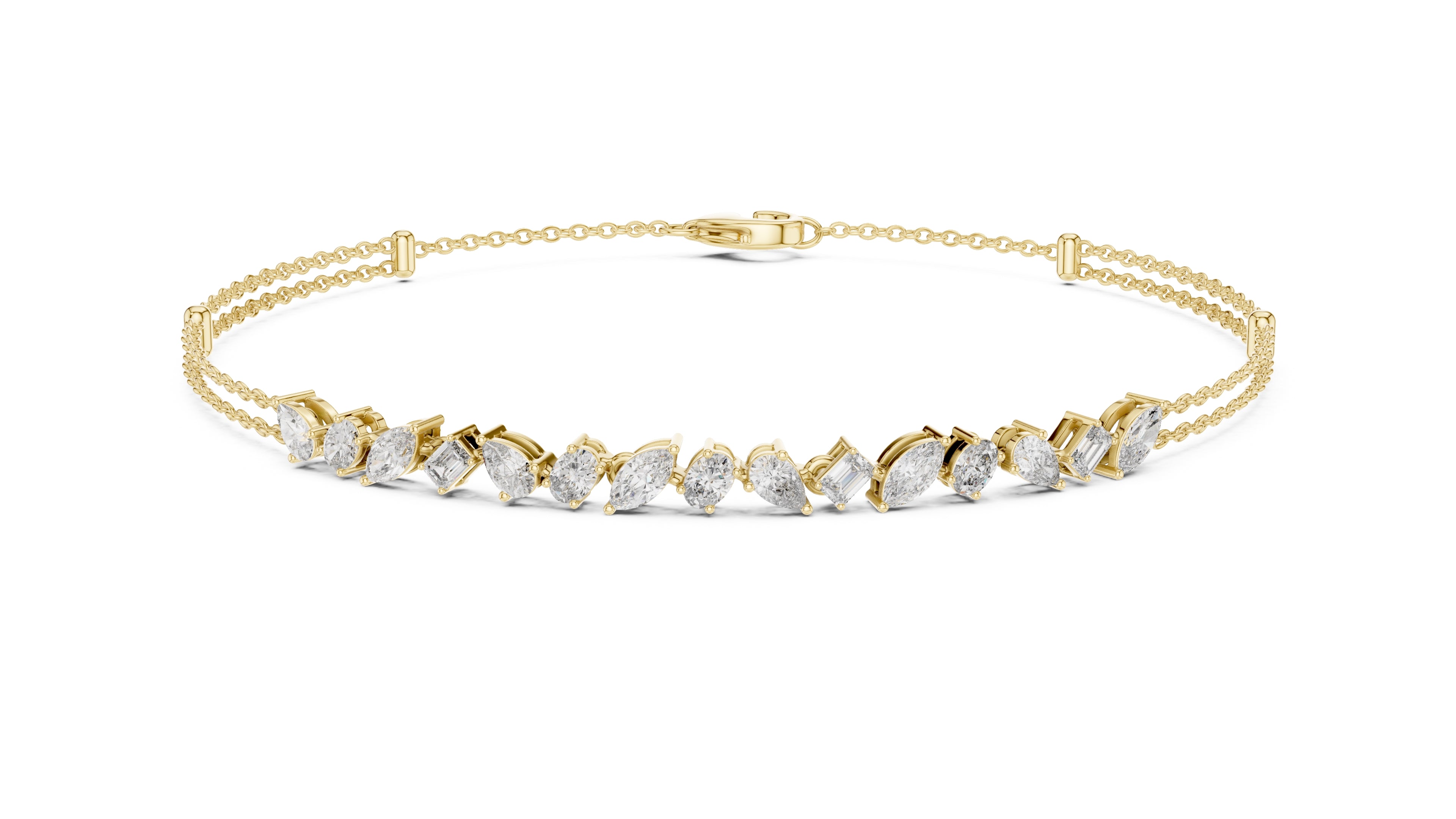 Constellation Mixed-Cut Tennis Chain Yellow Gold