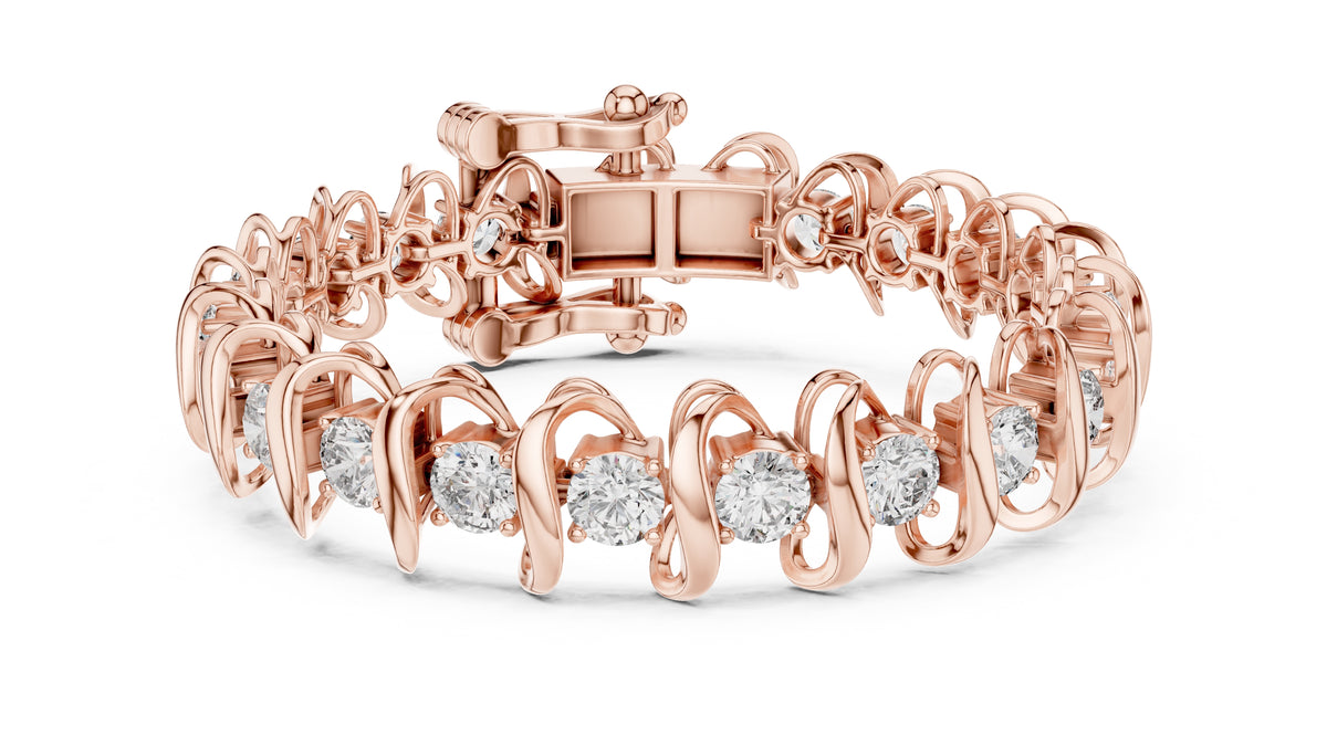 Serpentine Swirl Tennis Chain Rose Gold