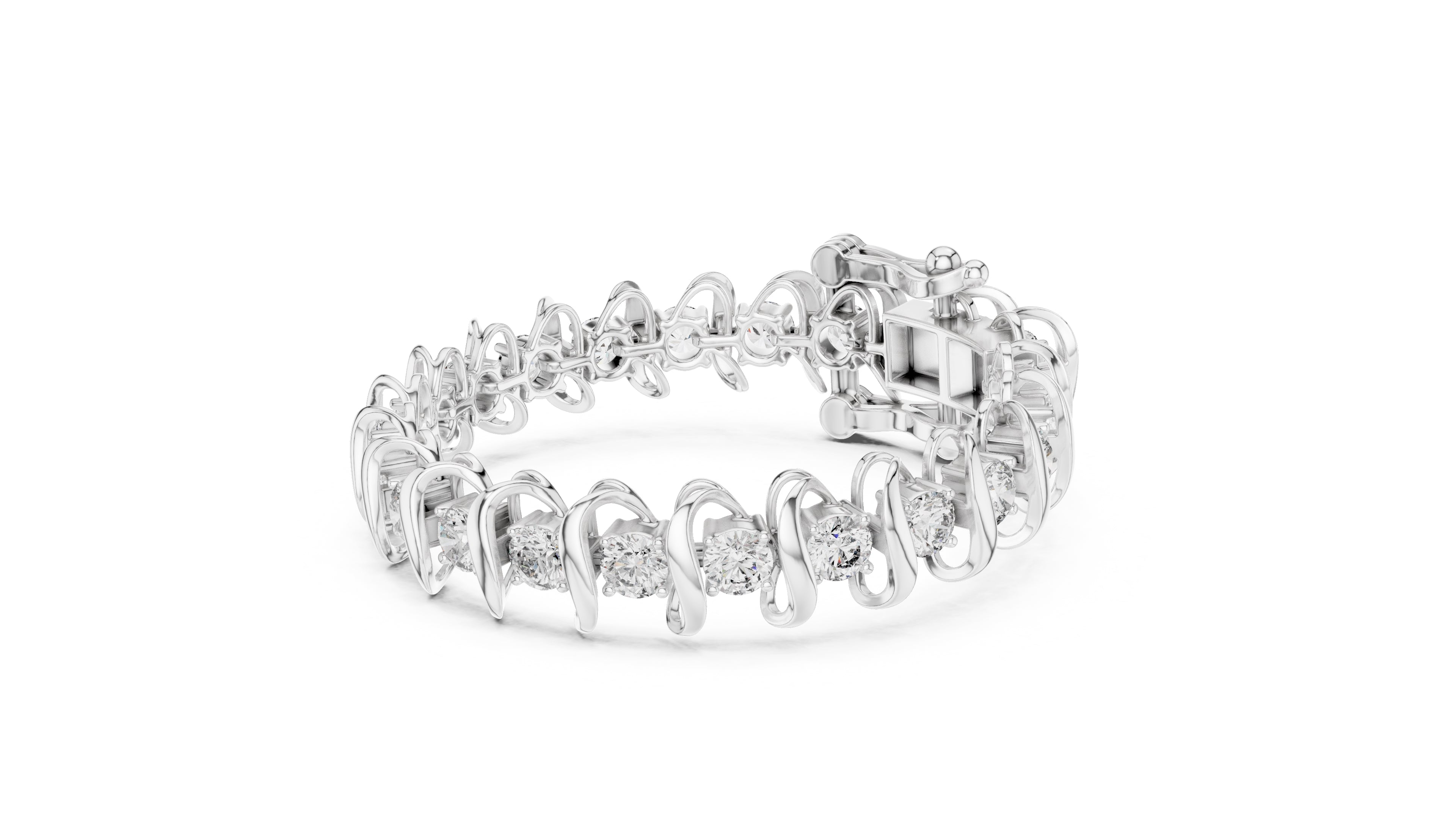 Serpentine Swirl Tennis Chain White Gold