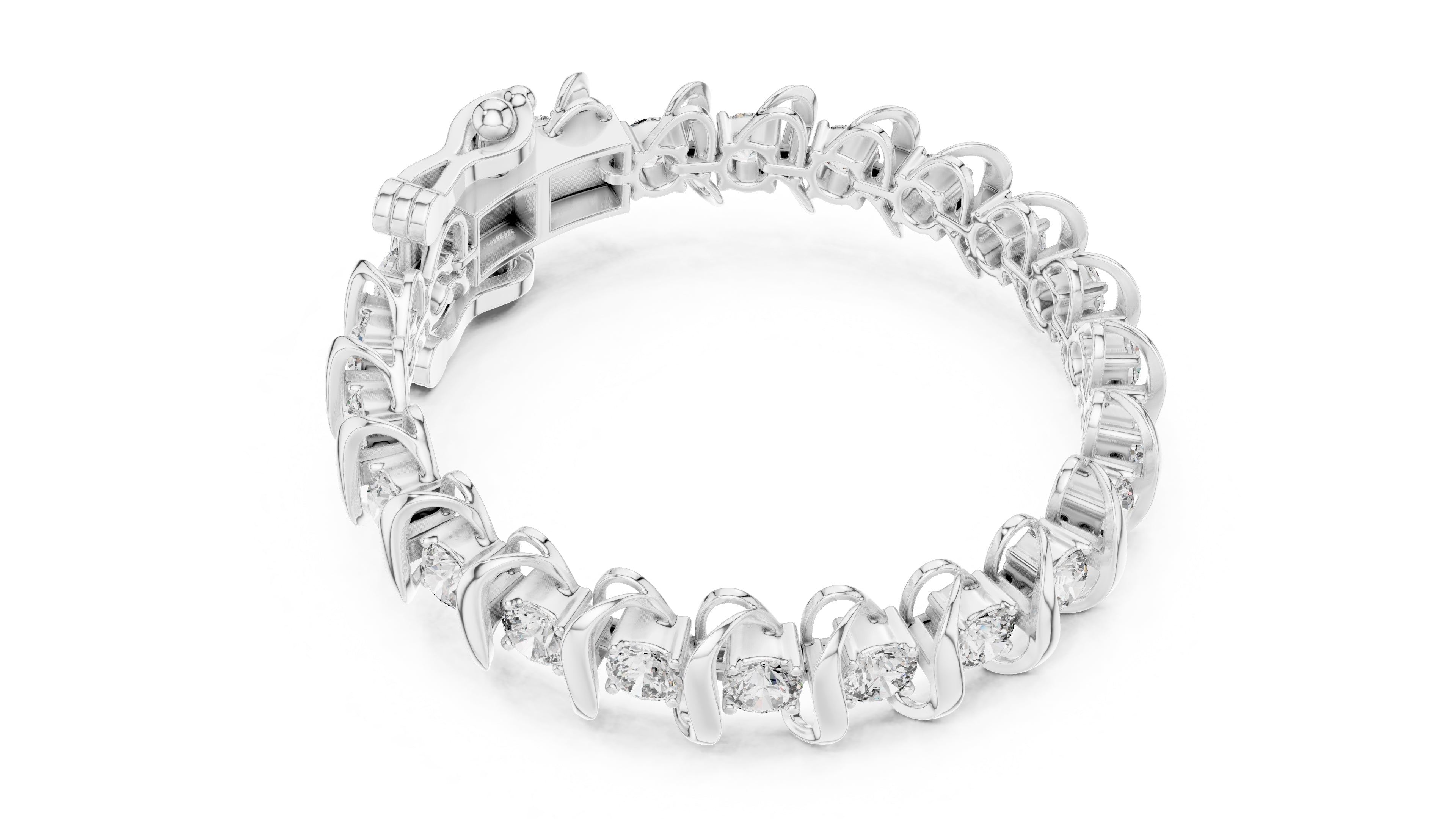 Serpentine Swirl Tennis Chain White Gold