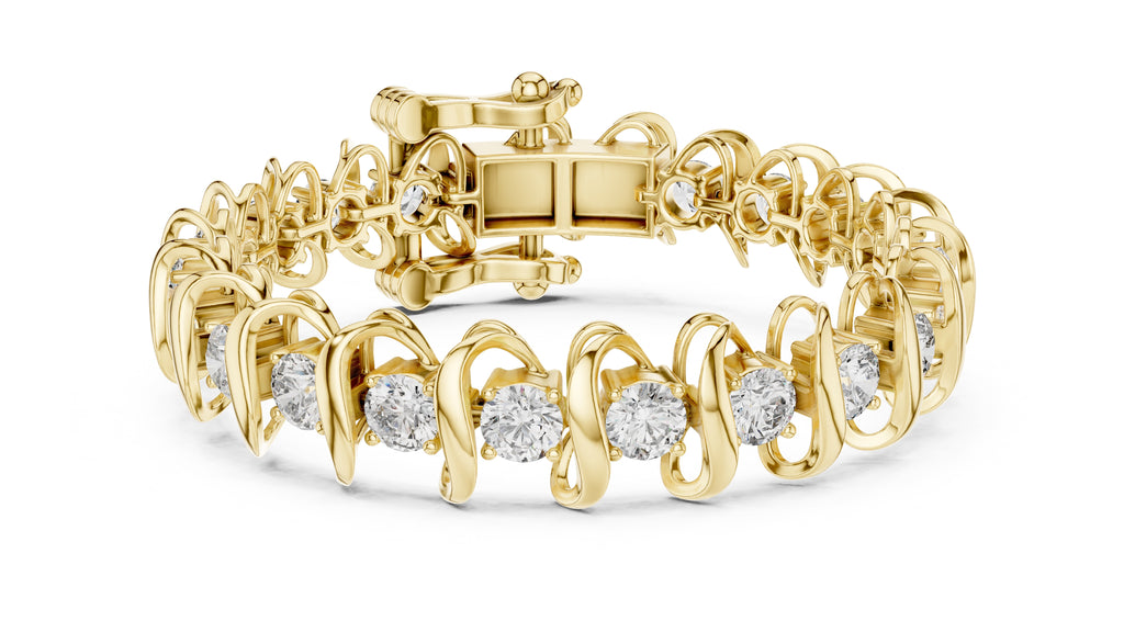 Serpentine Swirl Tennis Chain Yellow Gold