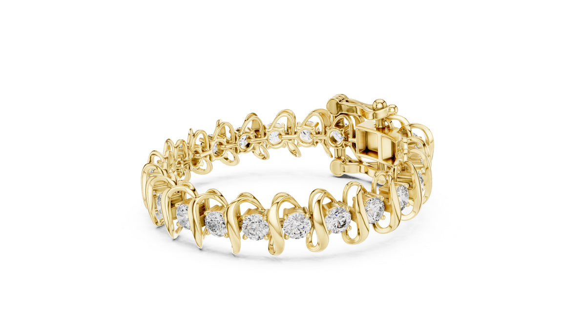 Serpentine Swirl Tennis Chain Yellow Gold