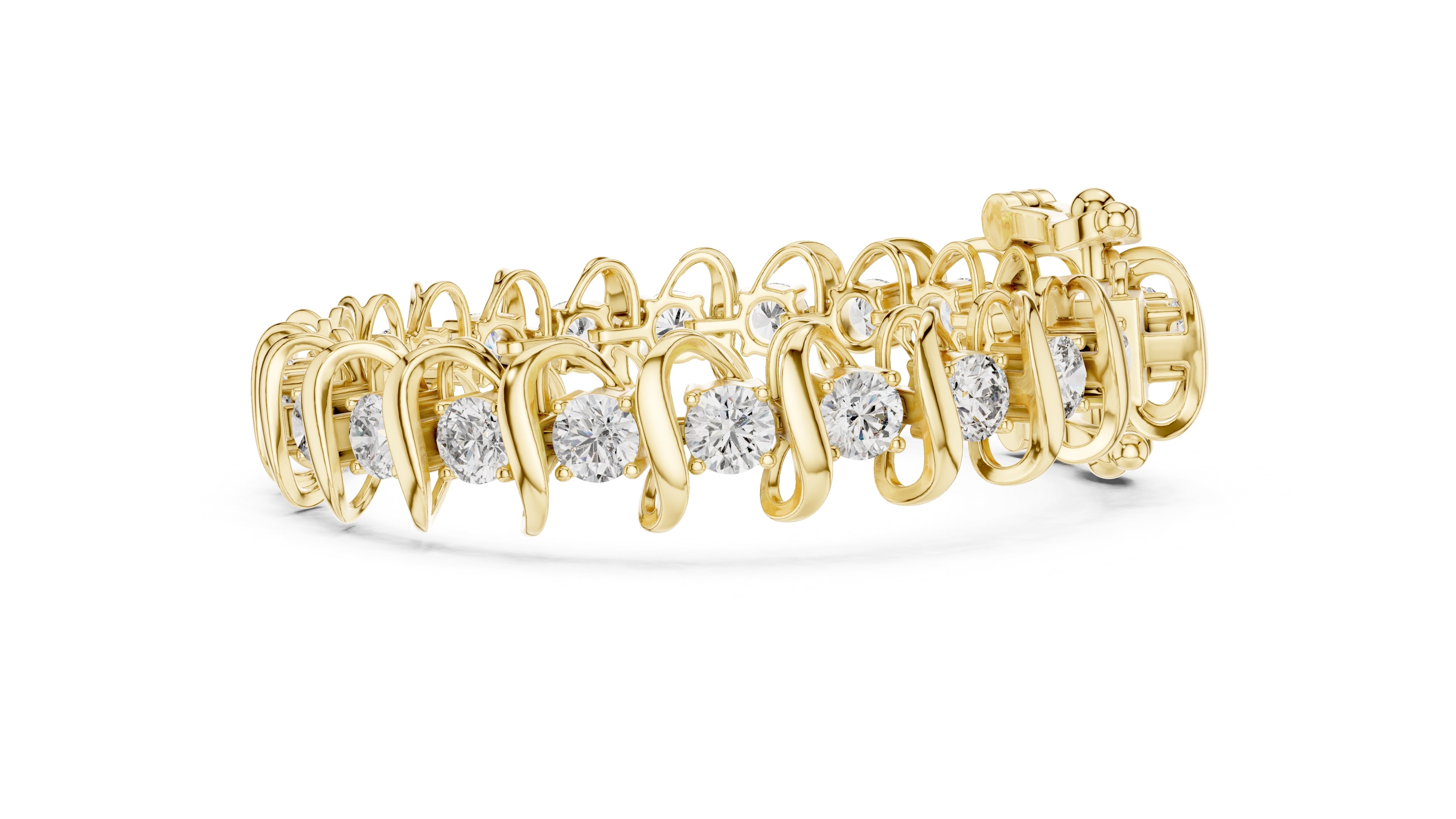 Serpentine Swirl Tennis Chain Yellow Gold