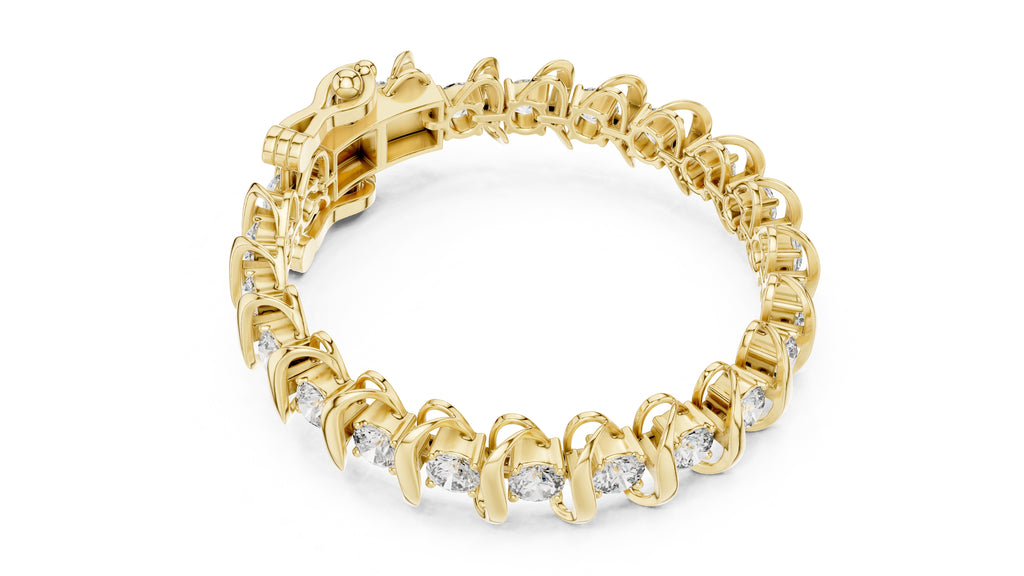 Serpentine Swirl Tennis Chain Yellow Gold