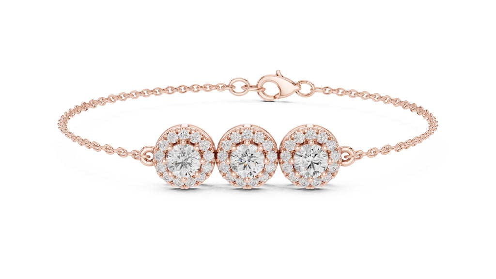 Trinity Halo Tennis Chain Rose Gold
