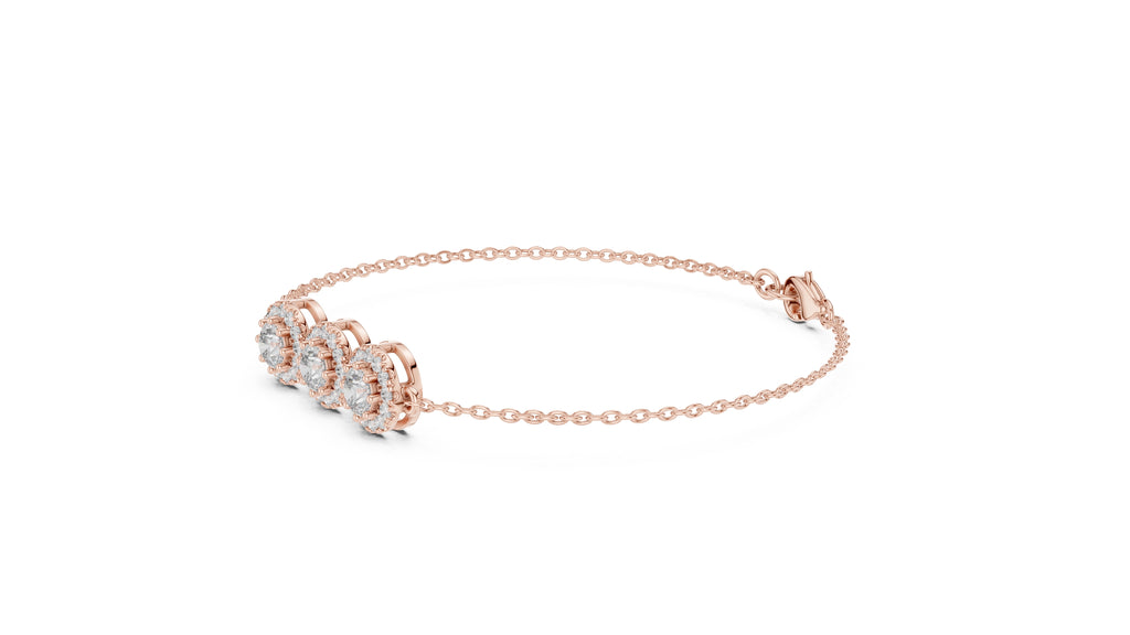 Trinity Halo Tennis Chain Rose Gold
