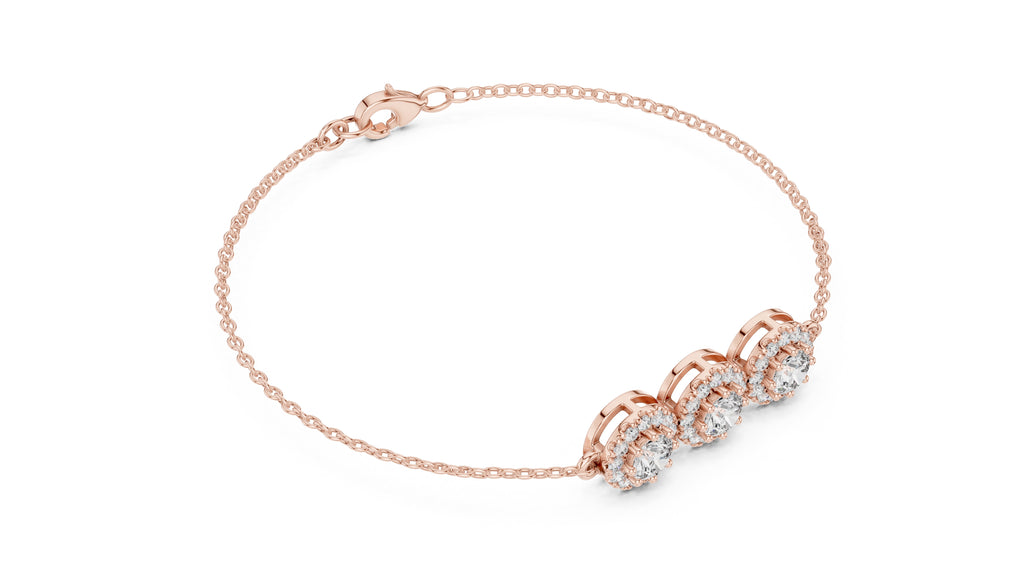 Trinity Halo Tennis Chain Rose Gold