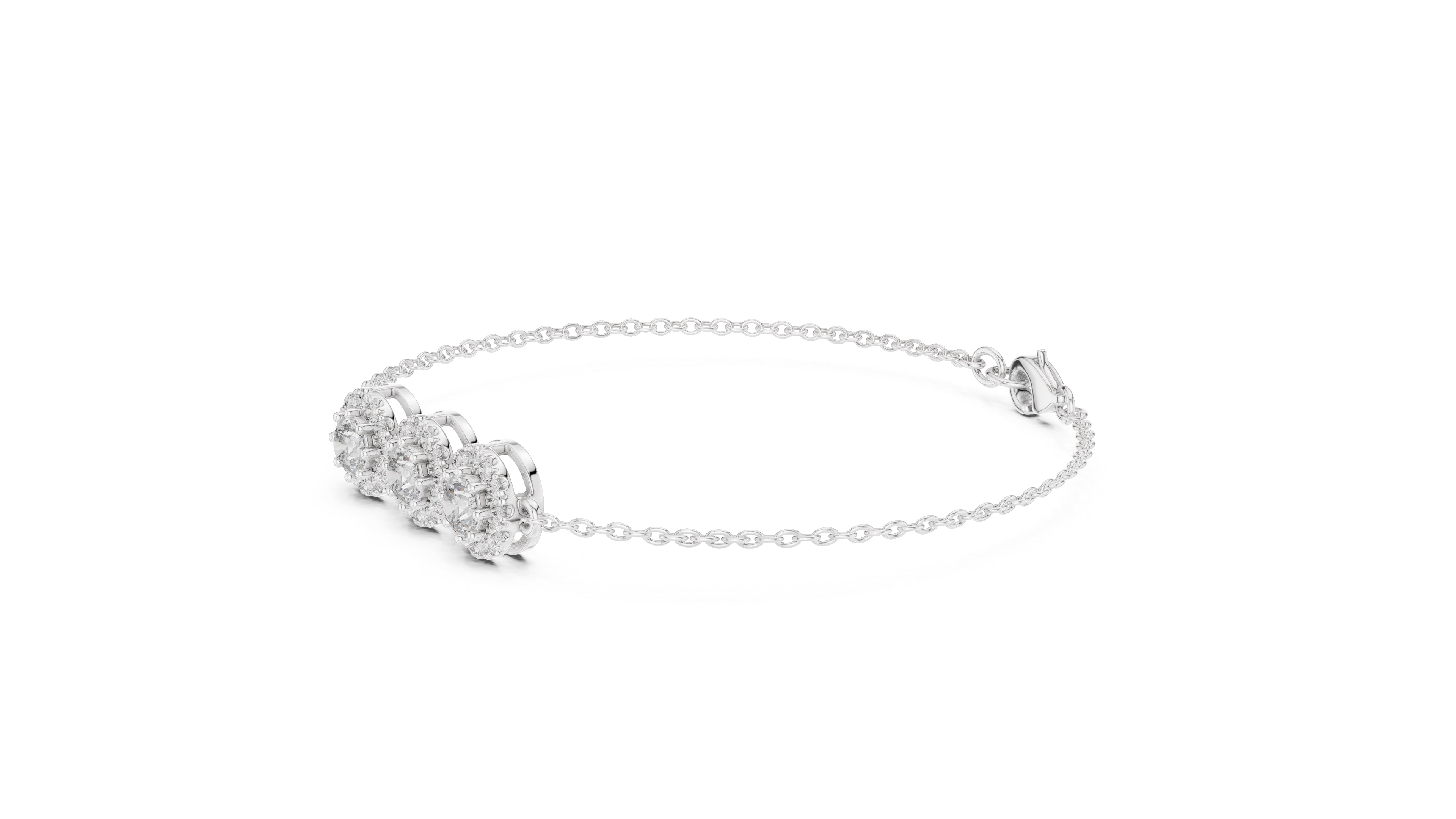 Trinity Halo Tennis Chain White Gold