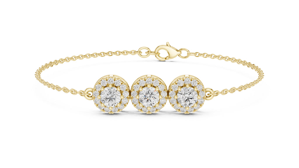 Trinity Halo Tennis Chain Yellow Gold