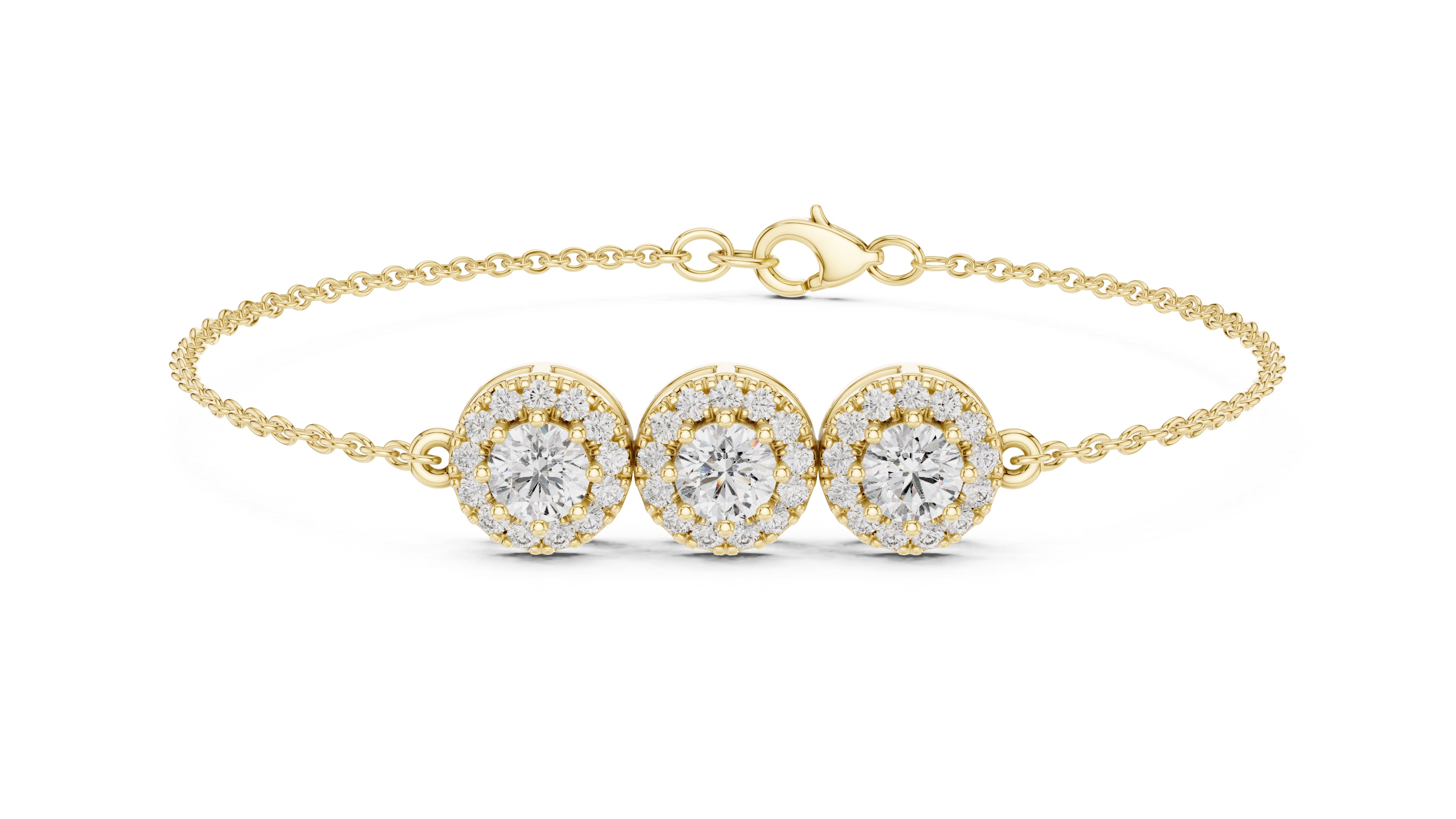 Trinity Halo Tennis Chain Yellow Gold
