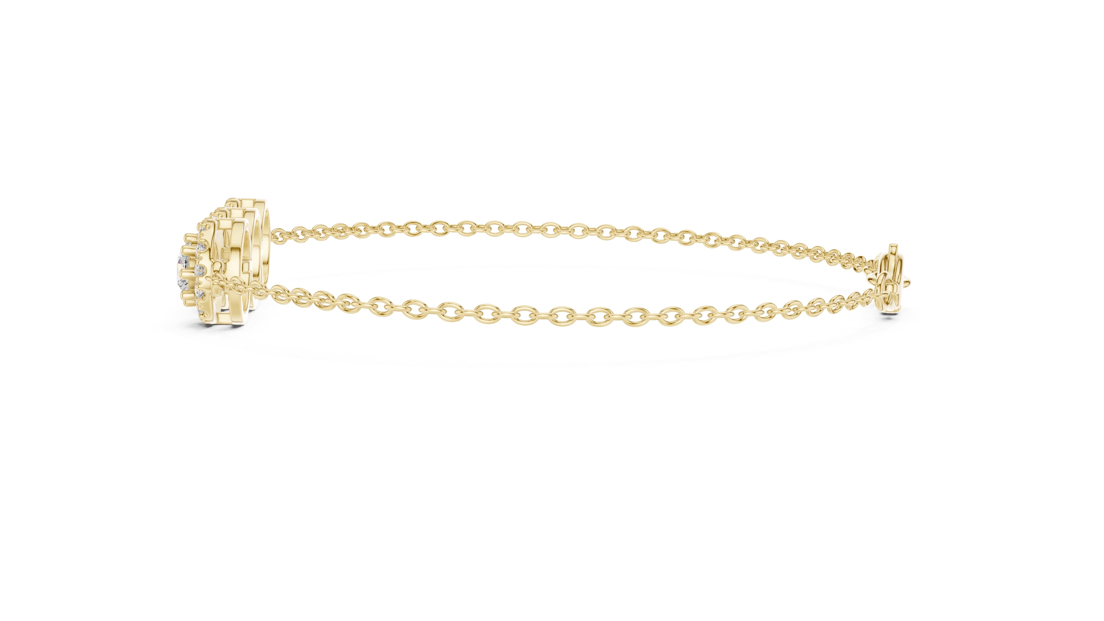 Trinity Halo Tennis Chain Yellow Gold
