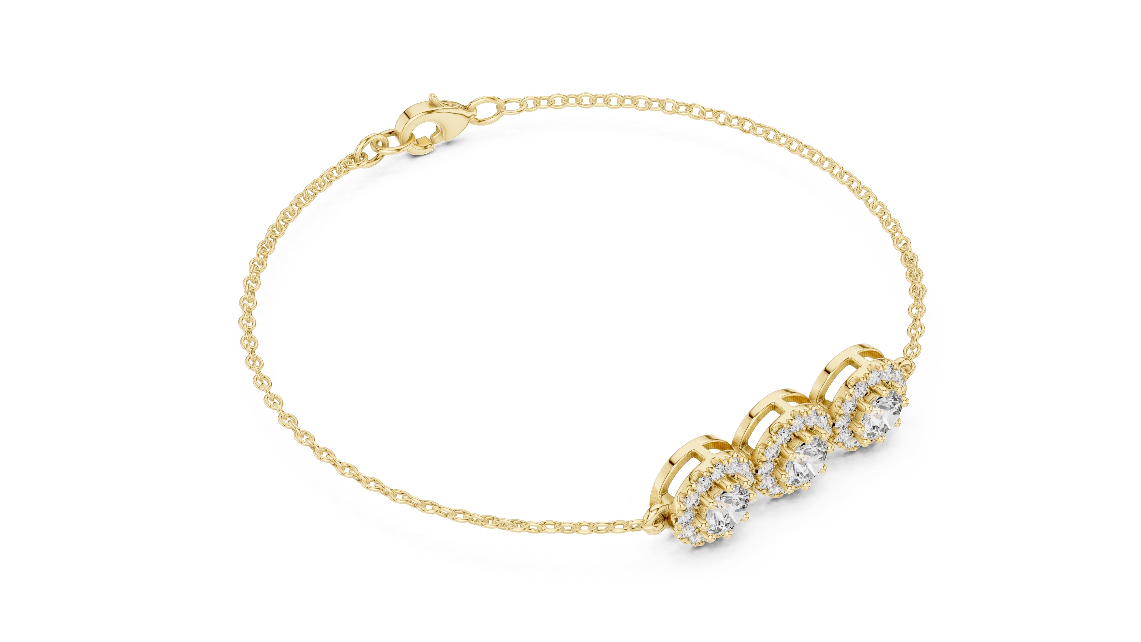 Trinity Halo Tennis Chain Yellow Gold