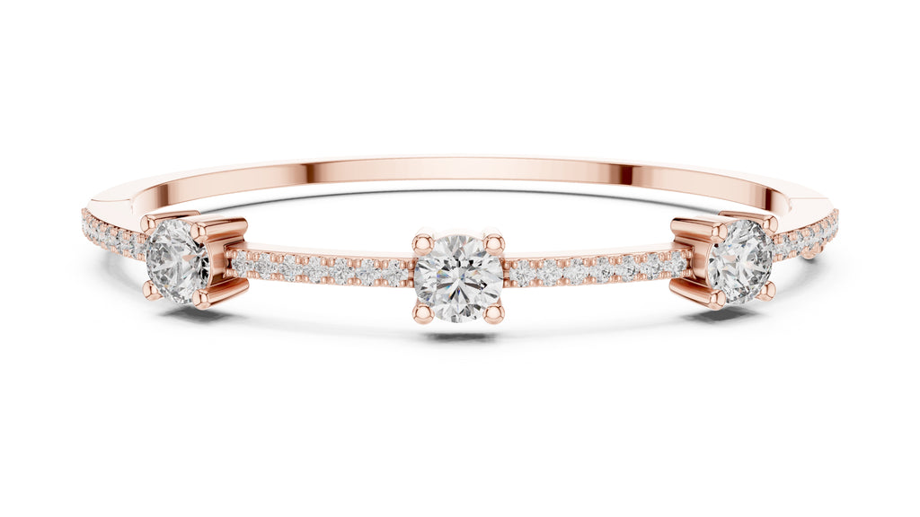 Triad Pavé Station Bangle Rose Gold