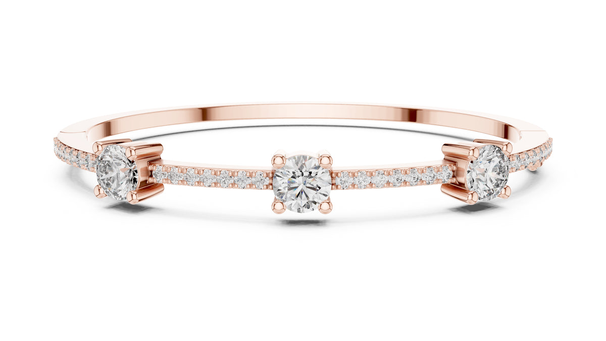 Triad Pavé Station Bangle Rose Gold