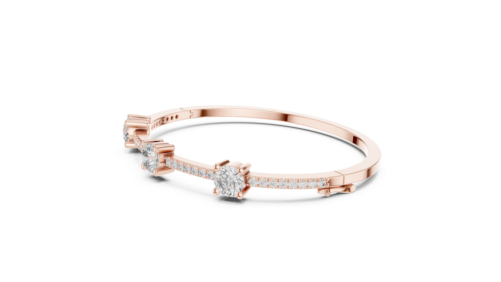 Triad Pavé Station Bangle Rose Gold