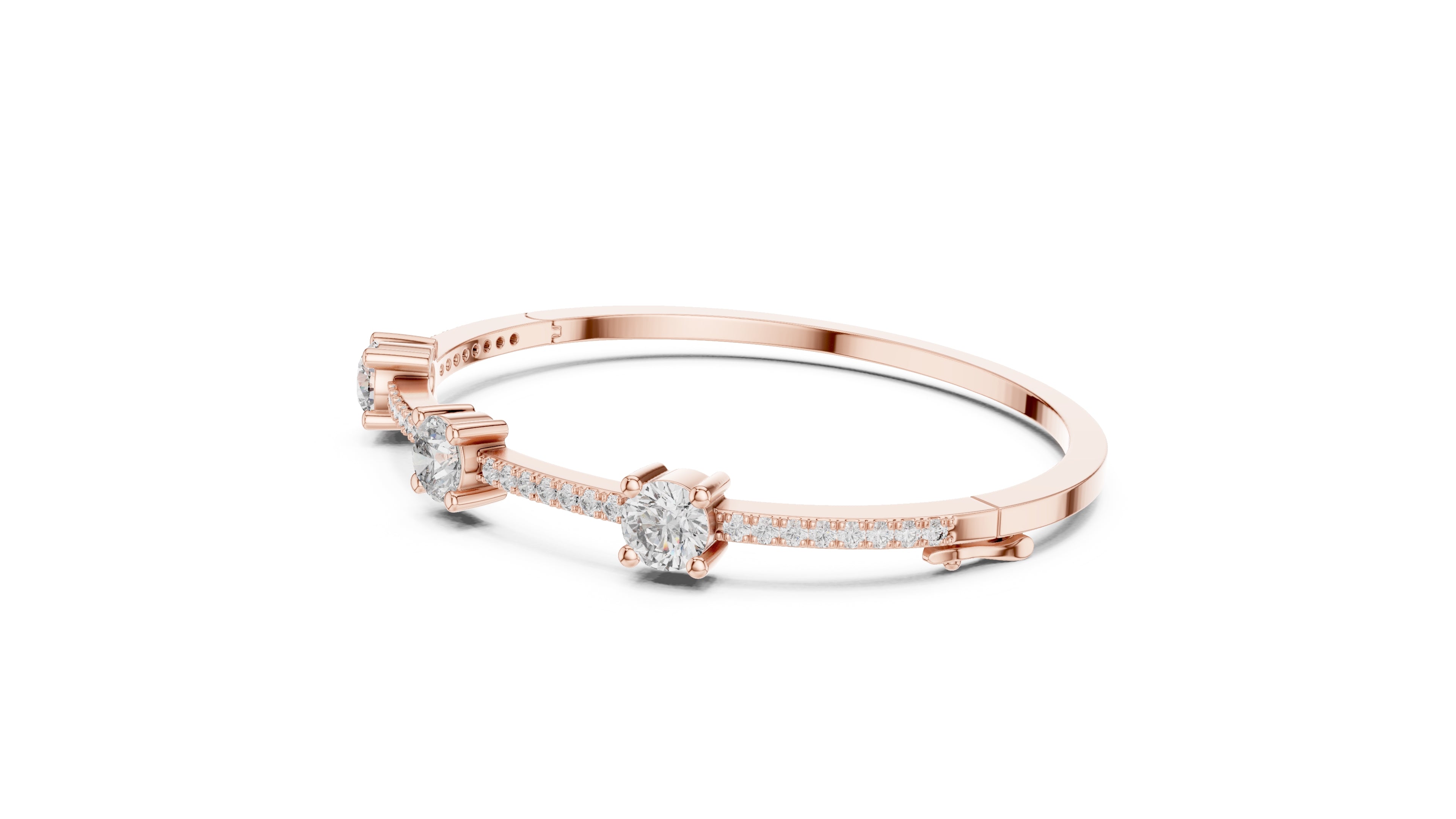 Triad Pavé Station Bangle Rose Gold