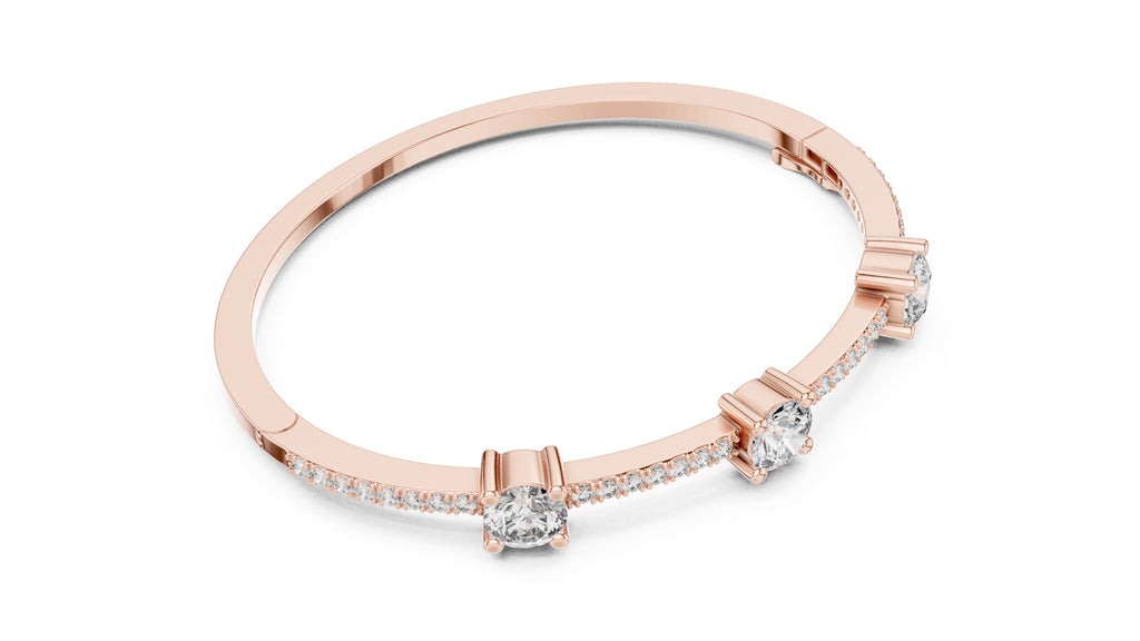 Triad Pavé Station Bangle Rose Gold