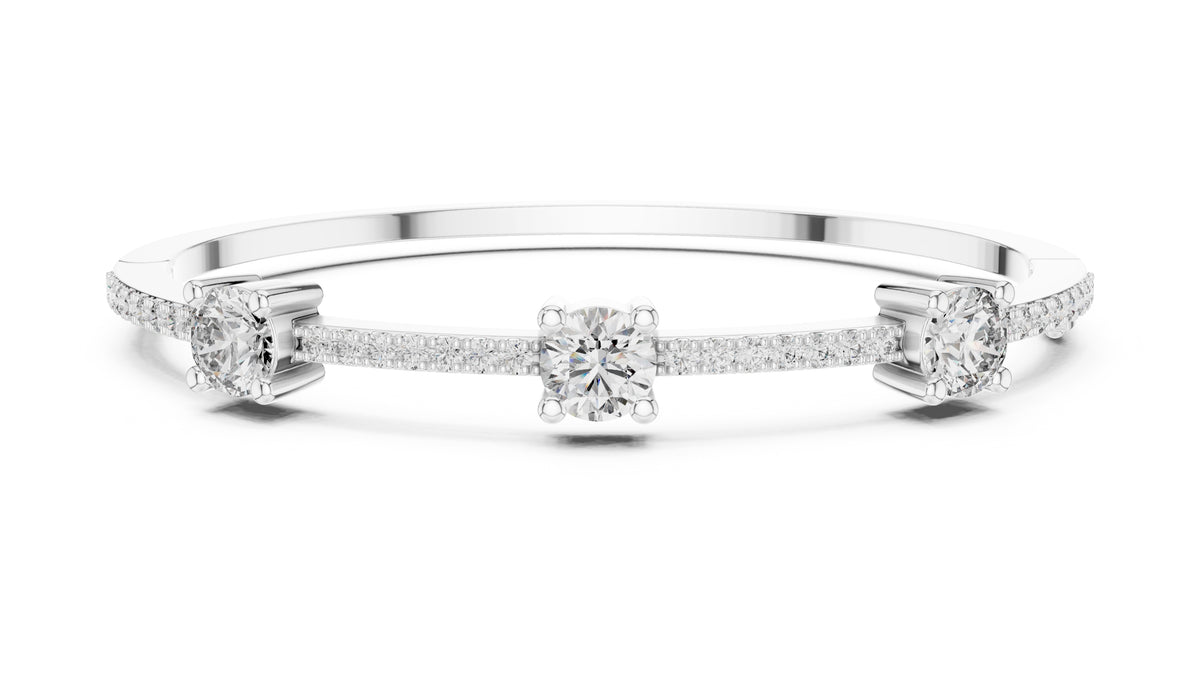 Triad Pavé Station Bangle White Gold